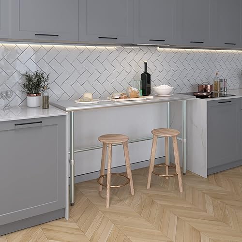 Miniatura 7 de Mesa de trabajo de acero inoxidable de base abierta de 18 pulgadas x 60 pulgadas  Residencial y comercial  Preparación de alimentos  Estación de