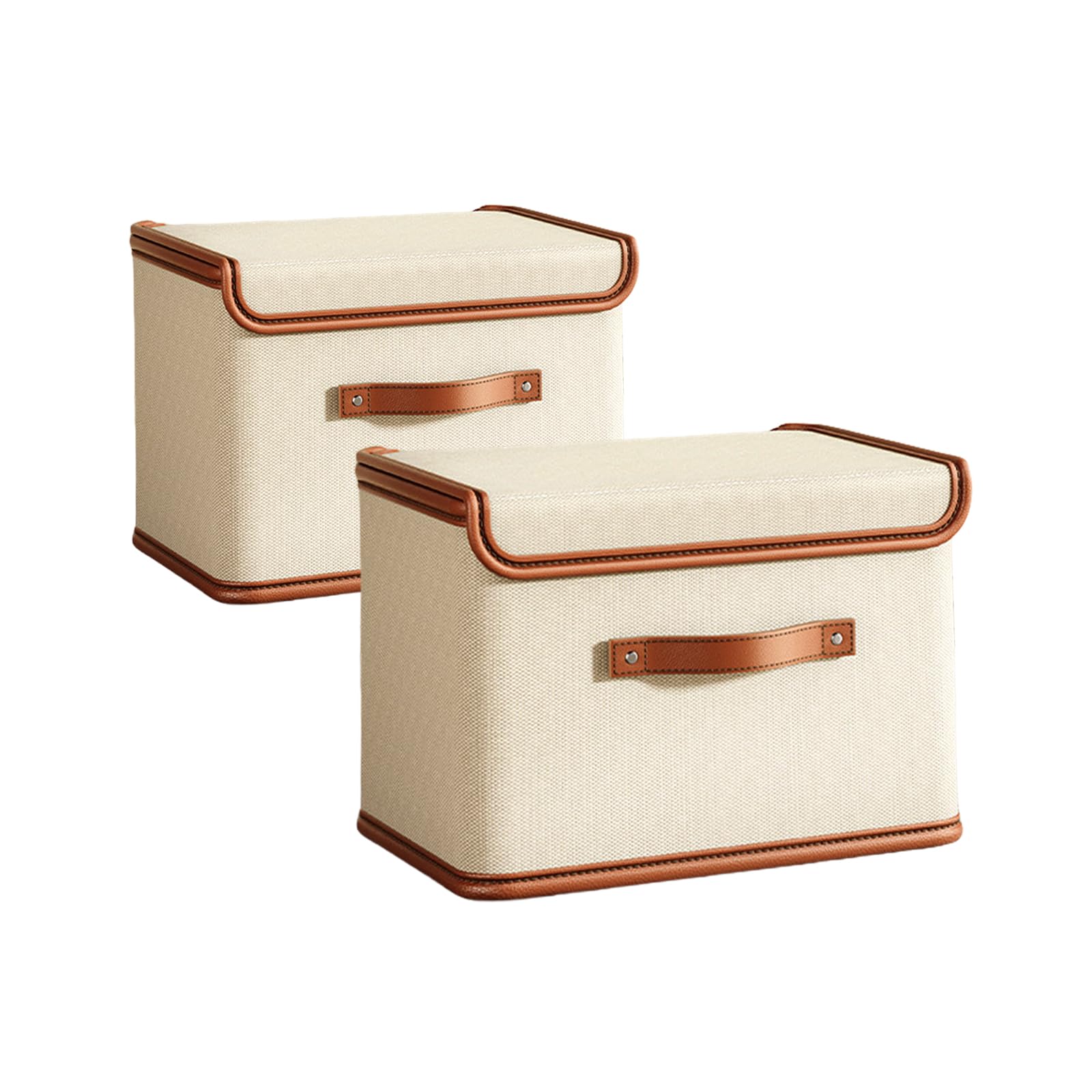 Boîtes de rangement en tissu Oxford beige 37x37x26 cm | Lot de 2