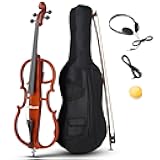 Ktaxon 4/4 Full Size Electric Cello with Classic Scroll, Premium Fingerboard & Unmatched Pickup,Includes 7mm Padding Bag, Bow, Rosin & Headphones, Electric Cello for Beginners Adults (Natural)