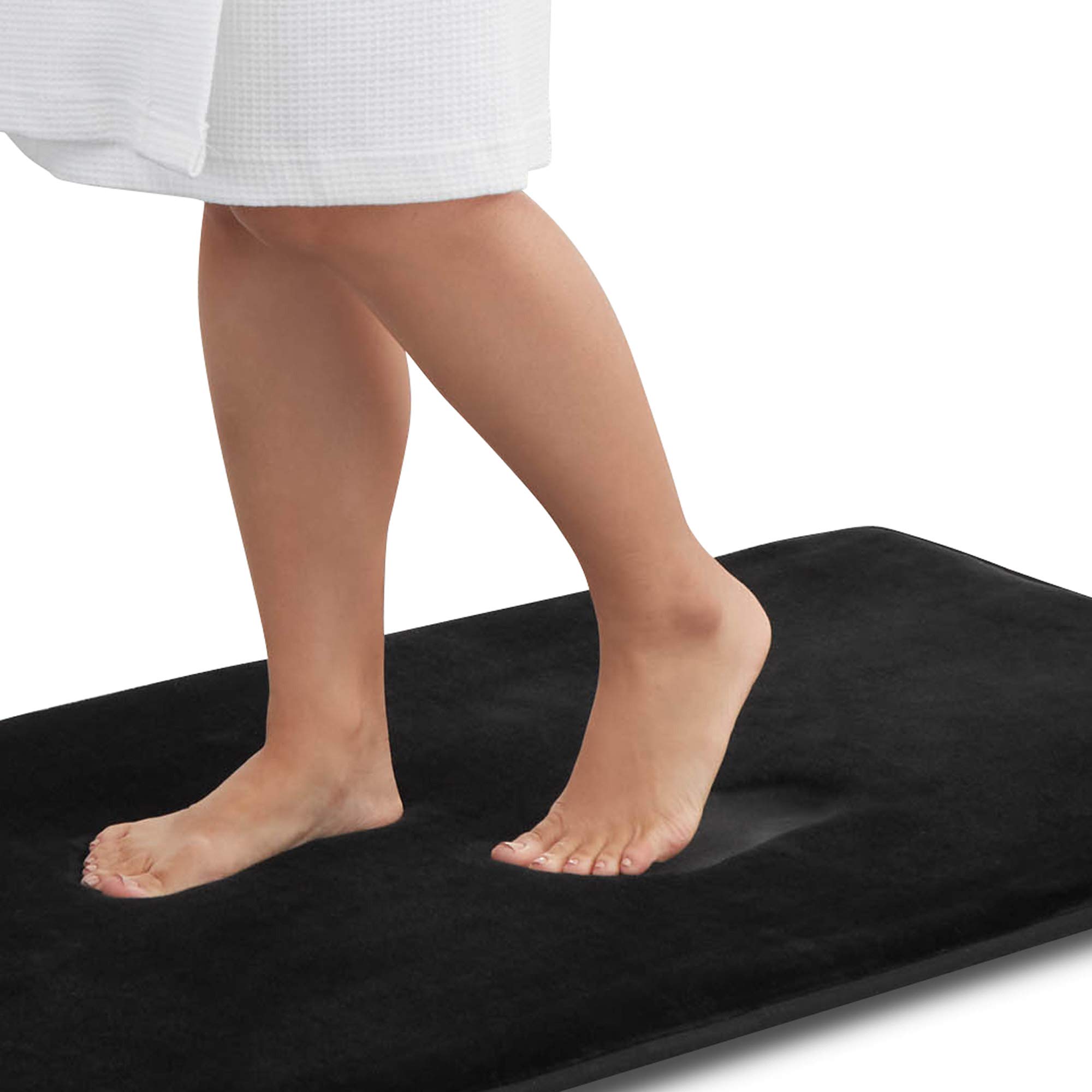 Alfombra de baño de espuma viscoelástica antideslizante absorbente súper acogedora alfombra de baño (22 x 42 pulgadas, negro)