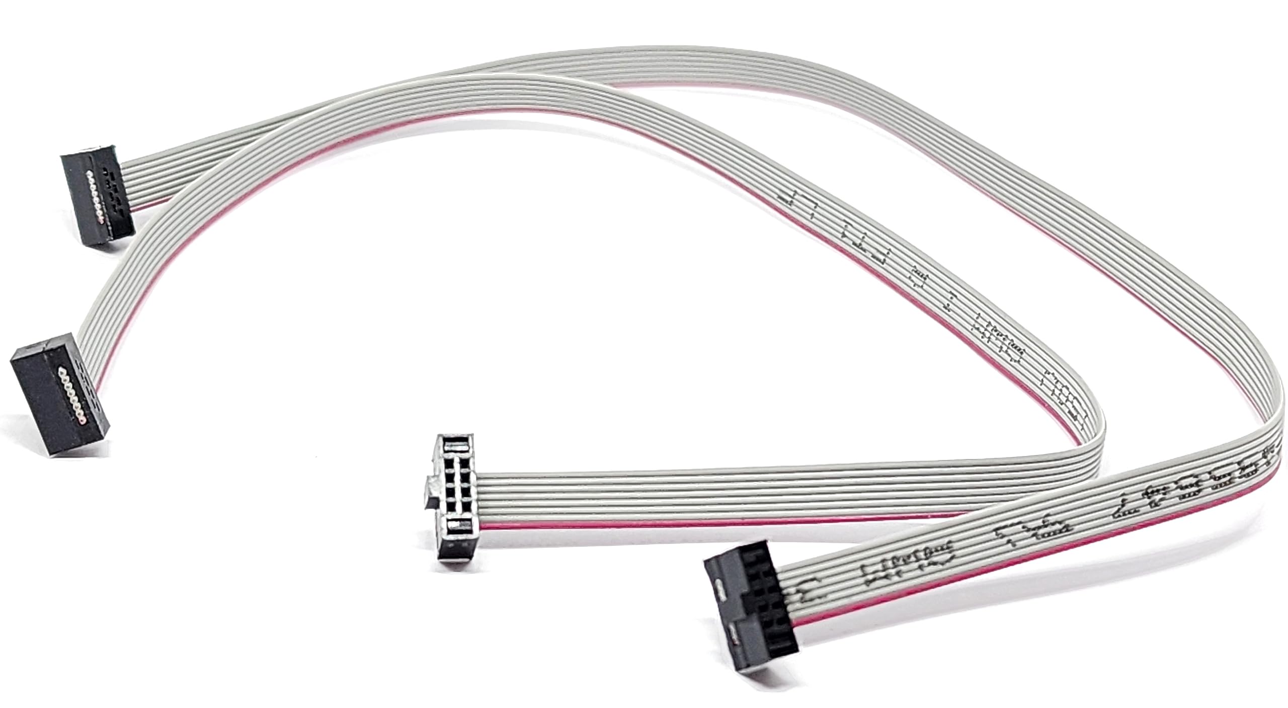 Connectors Pro2-Pack 25cm 10 Inches 1.27mm 0.05" 8P 2x4 F/F Mini Female IDC Connector 0.635mm 0.25" Pitch 8 Conductors 10” Length Flat Ribbon SWD Cable (8P-FF-25cm-2PK)