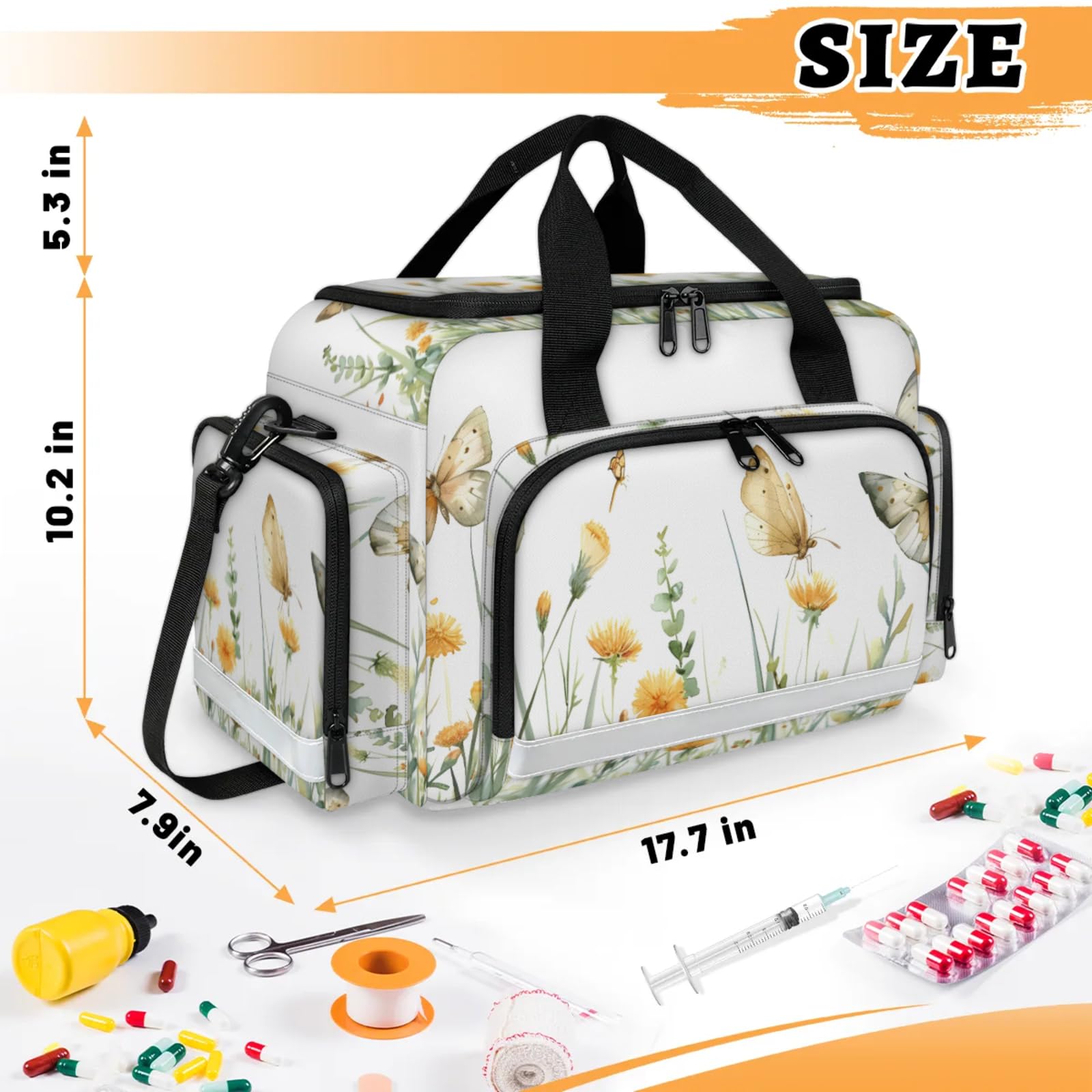 GzLeyigou First Aid Bags Empty, Arctic Butterfly Emergency Bag First Aid Kit Multiple Compartment Kit Carrier On Call Trauma Bag For Paramedics Emergency Medical Supplies Kit