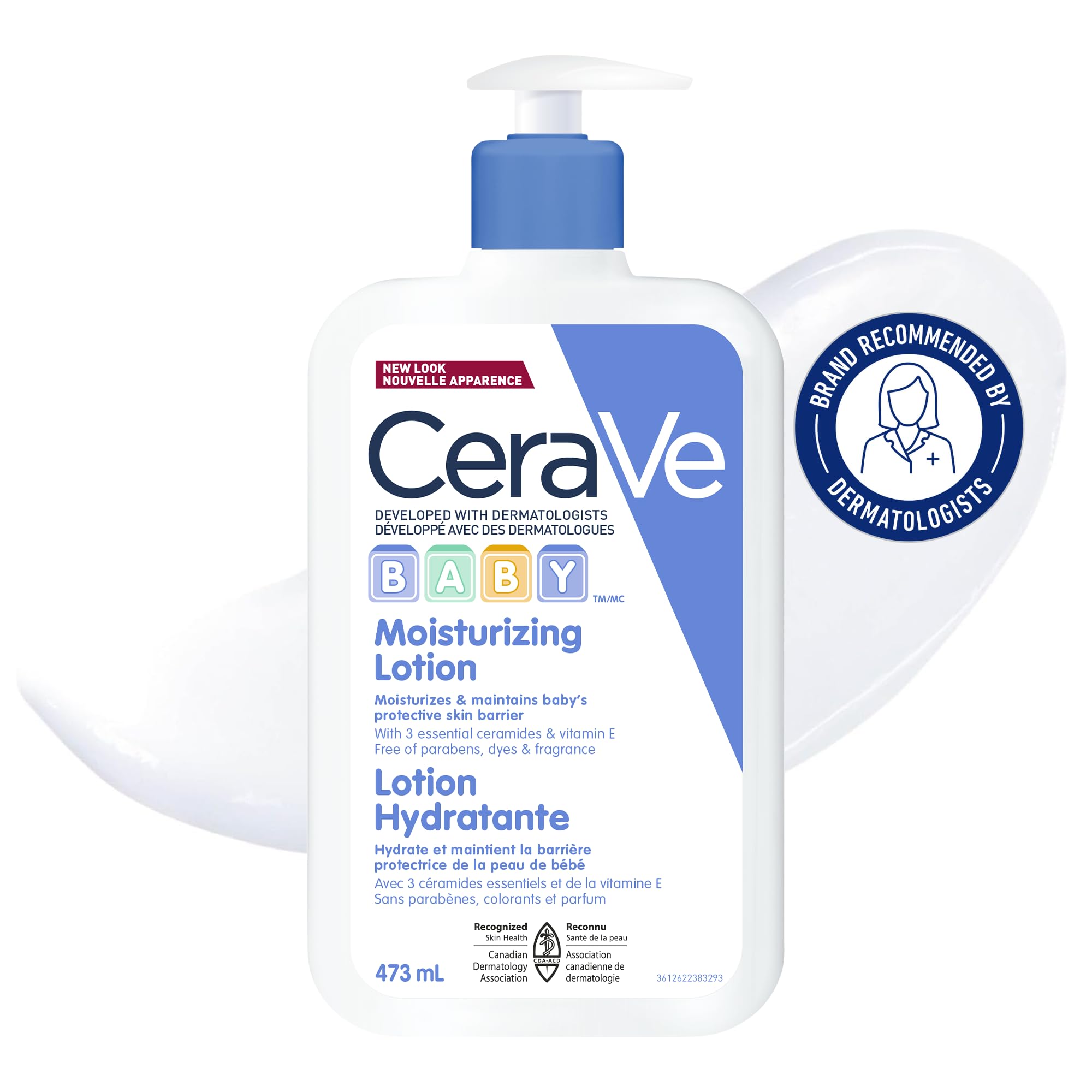 CeraVe BABY Moisturizing Lotion, Gentle Skin Care for Face & Body with Ceramides, Hyaluronic Acid, Niacinamide & Vitamin E. Fragrance-Free, Paraben-Free, Dye-free. Sensitive skin, non-greasy, 473ML 473 ml (Pack of 1) LOTION Lotion