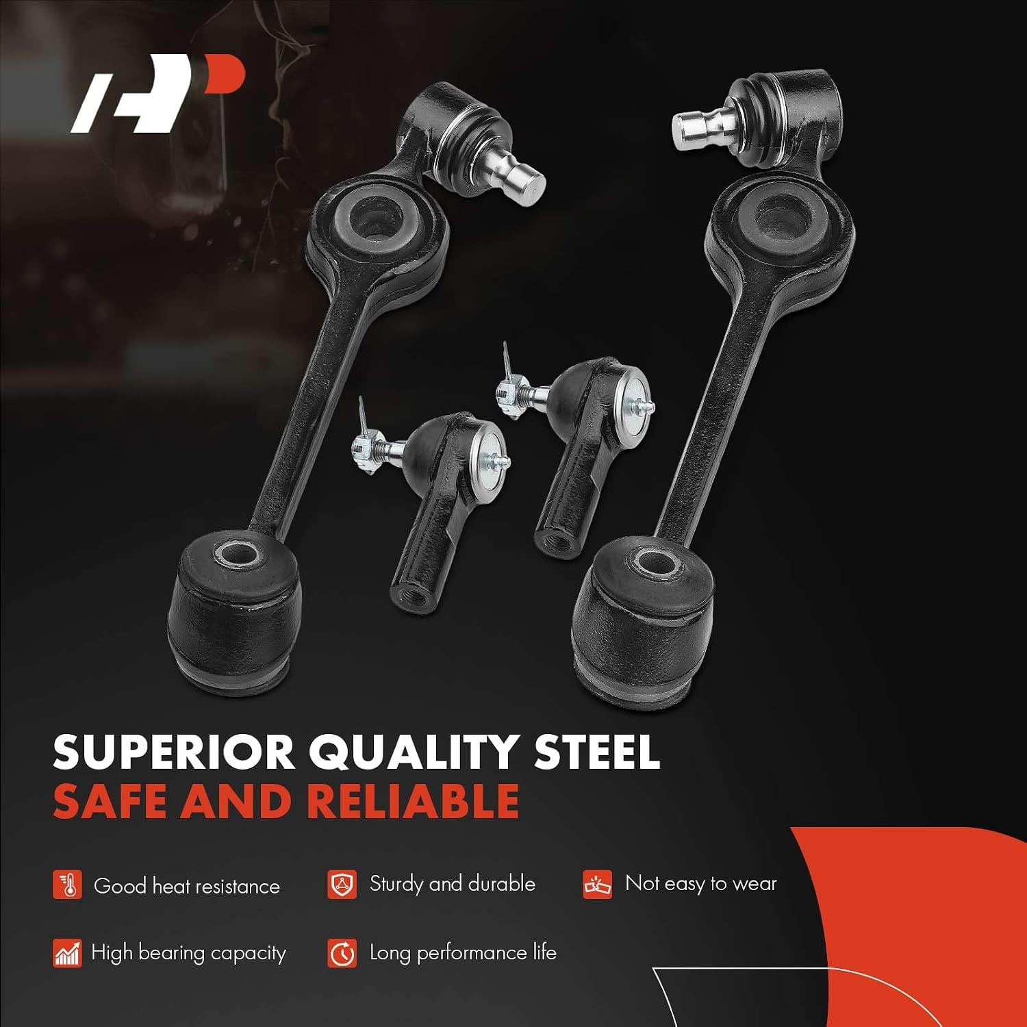 A-Premium Set of 6, Front Lower Control Arm & Bushing, Outer Tie Rod End, Compatible with Ford Escort 1984-1990, EXP 1984-1985, Tempo 1985-1994, Mercury Lynx 1984-1987, Topaz 1985-1994