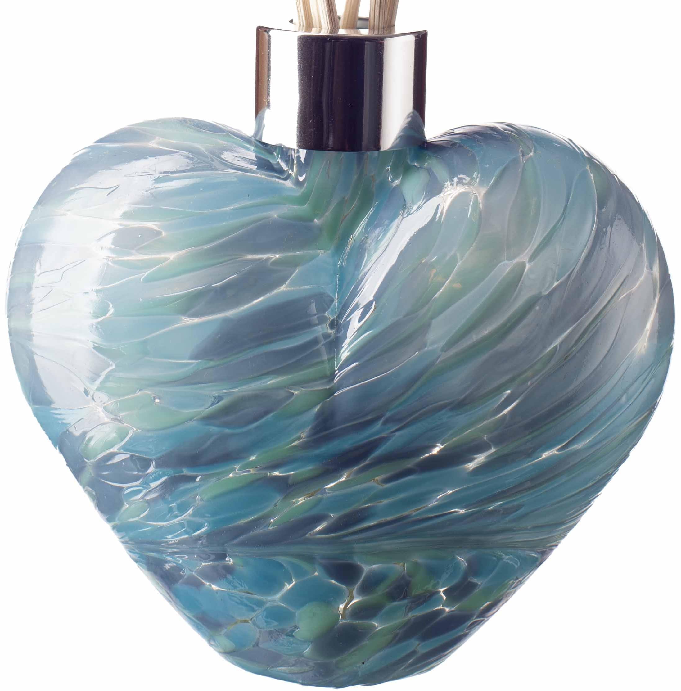 Glass Reed Diffuser Heart - Turquoise & Sage Iridescence