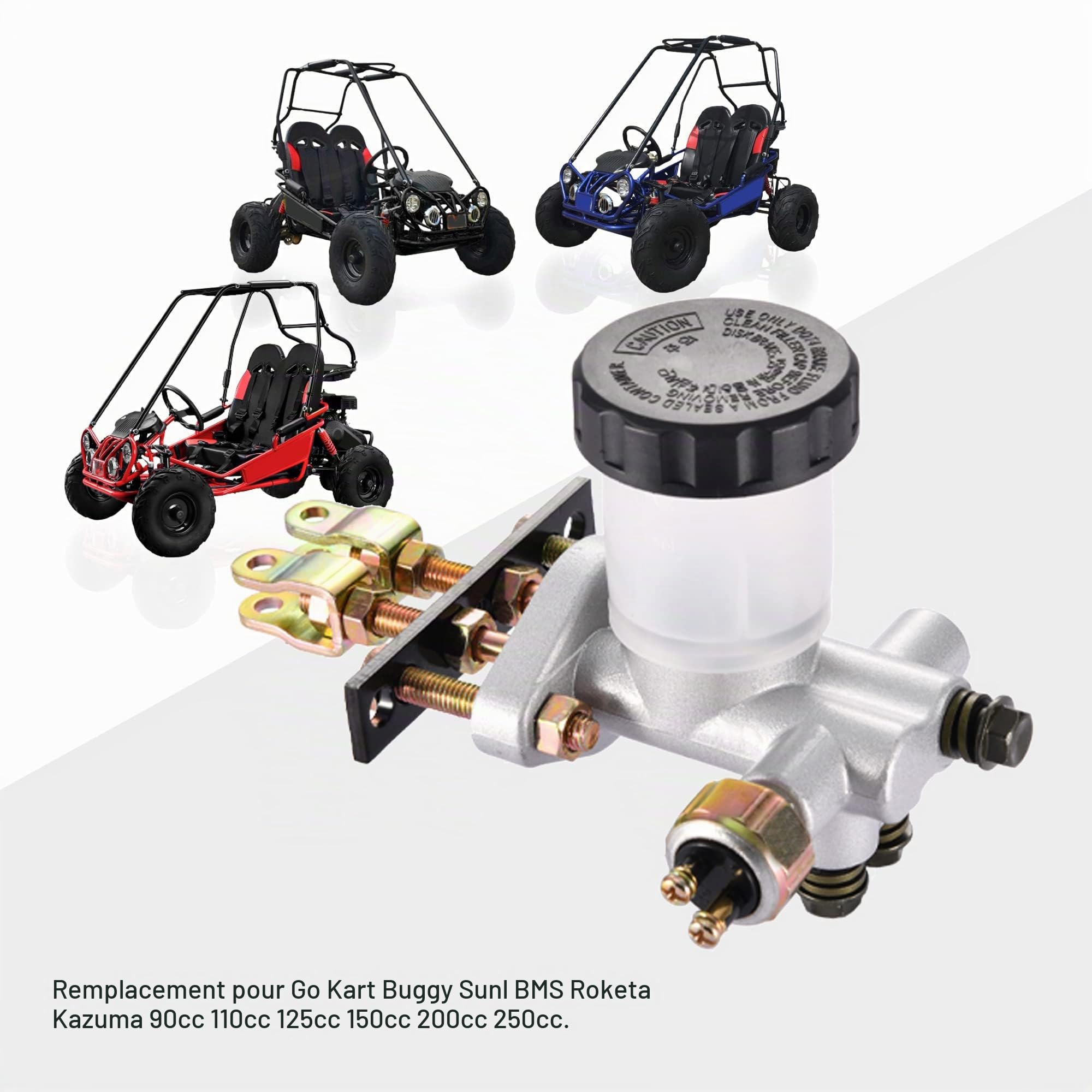 GOOFIT Cylindre Maître Frein Hydraulique Remplacement pour 90cc 110cc 125cc 150cc 200cc 250cc Go Kart Buggy Sunl BMS Kandi Roketa Kazuma Kinroad