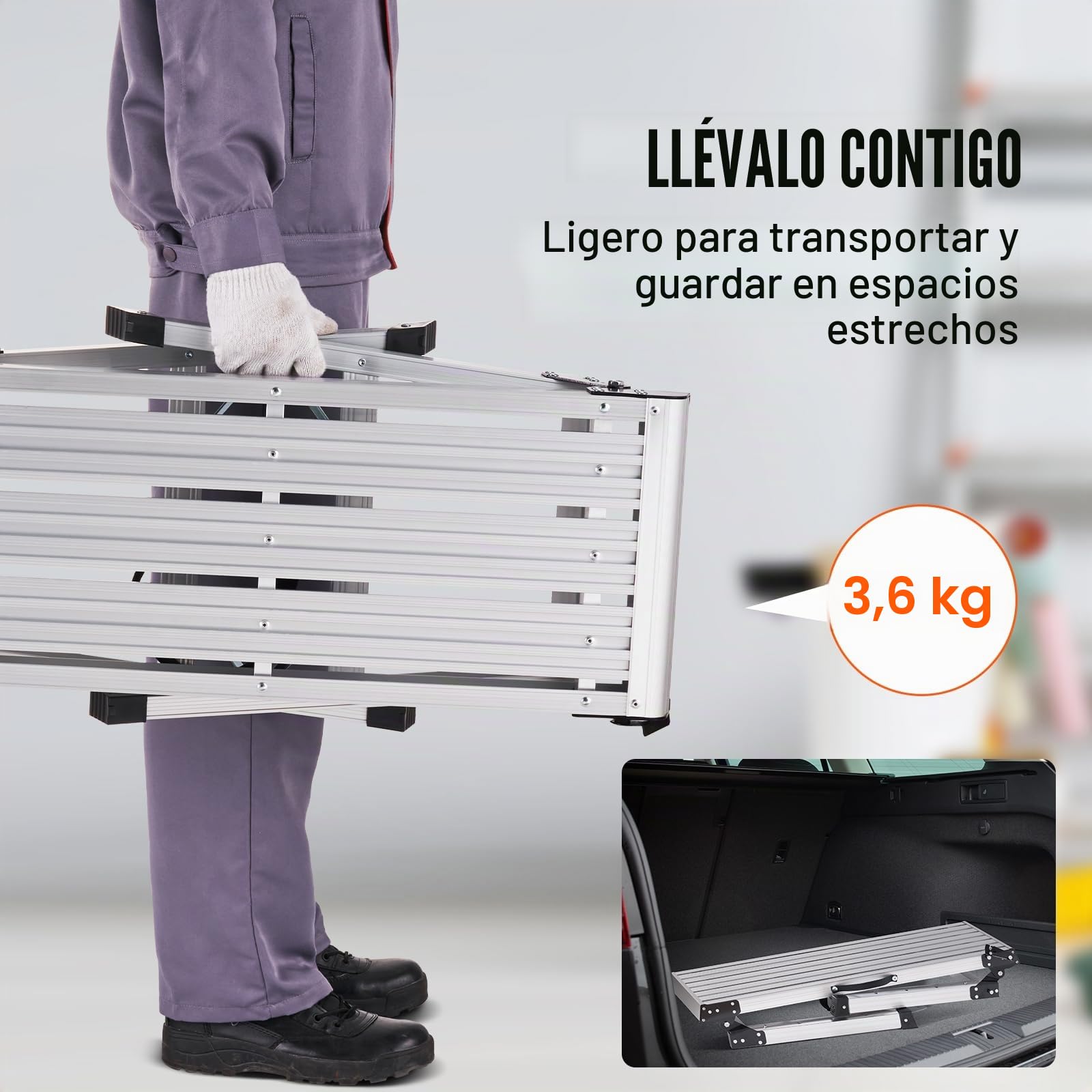 VEVOR Plataforma de Trabajo Plegable 150 kg 76 x 30 x 50,8 cm Aluminio Antideslizante