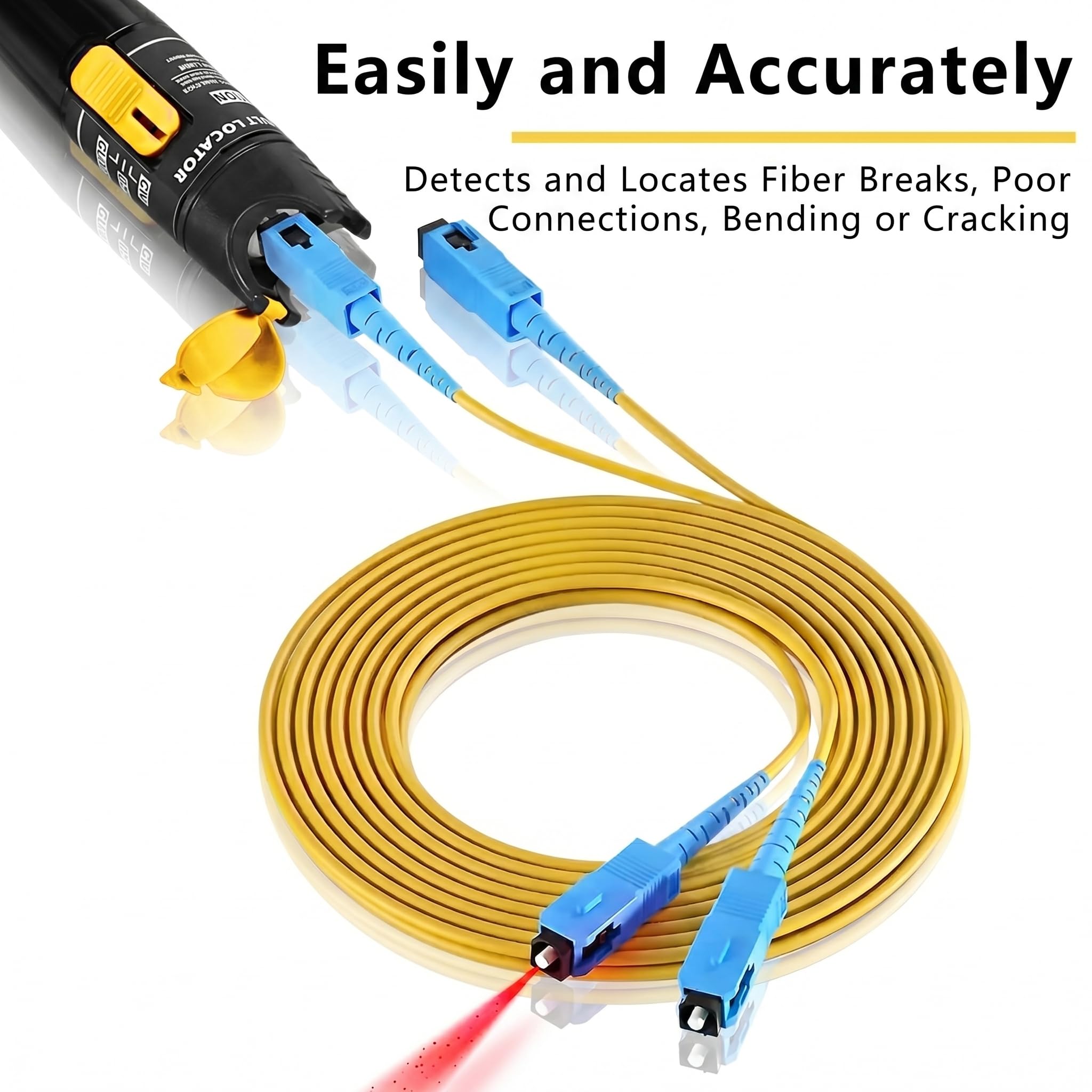 FTTH Glasfaser Werkzeugsatz VFL Leistungsmesser 70 ~ +10 dBm 50 MW Visual Fault Locator Teststift Gelb Grau