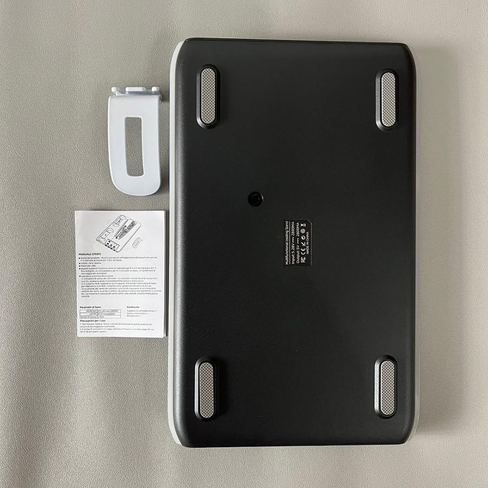 Base di ventilazione per PS5 con hub USB di ricarica doppio controller e luce RGB per una migliore dissipazione del calore (nero)