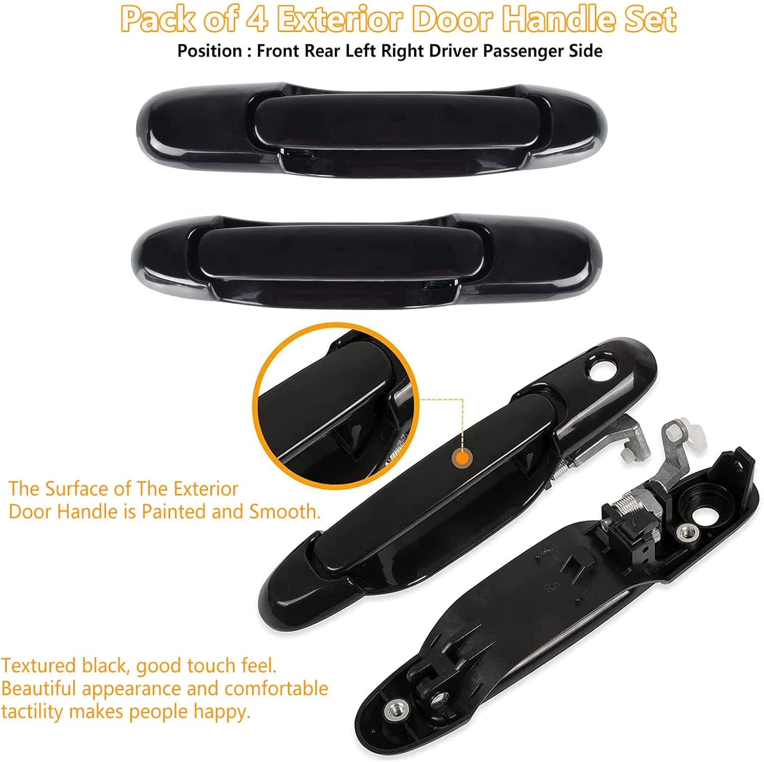 7PCS Door Handle Kit for Toyota Sienna 1998-2003, Front Rear Left Driver/Right Passenger Side Exterior Interior Door Handles & Tailgate Handle, Replace# 80850 80357 80359 80533 80504 79600