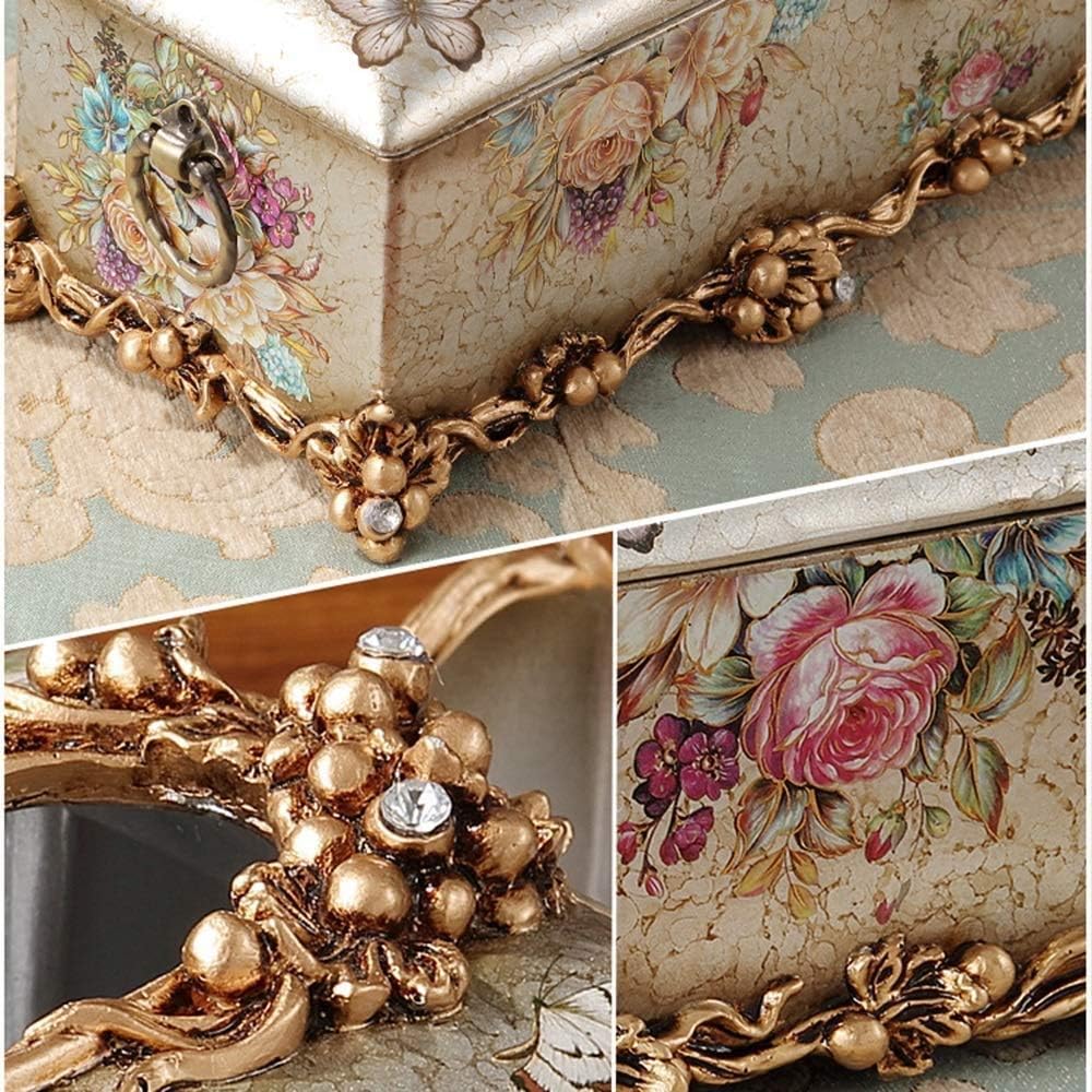 Tissue Box Holder Embellishments European And Style Retro Storage Box Home Living Room Coffee Table Creative Multi-function Trays Luxury Napkin Carton Resin Ornaments Hand-painted ( Color : Beige )