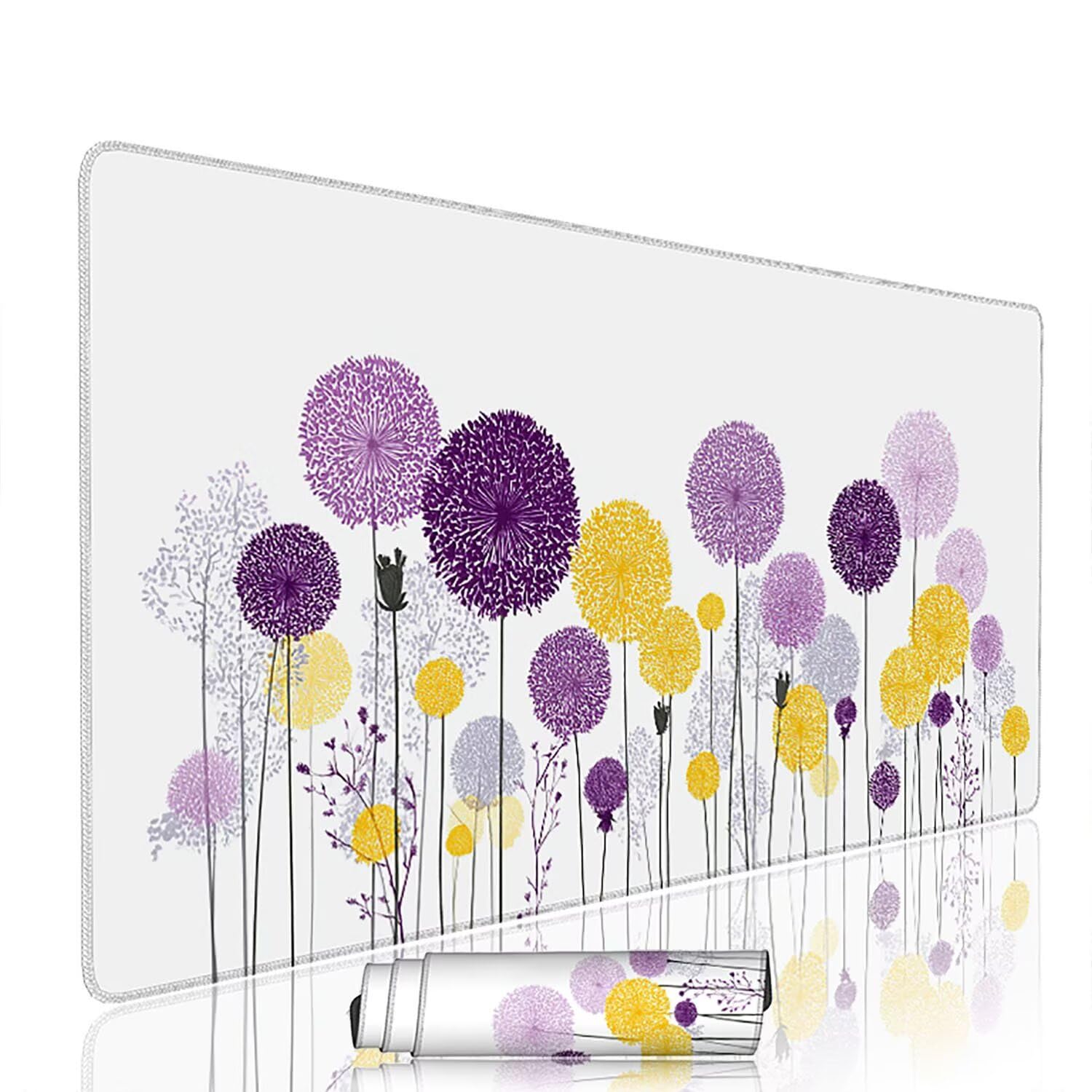 Biała podkładka pod mysz pod mysz pod mysz do gier XXL 1400 x 600 x 3 mm podkładka pod mysz gumowa kwiat duża podkładka pod rękę gracz akcesoria wodoodporne PC, do klawiatury laptopa w-9756