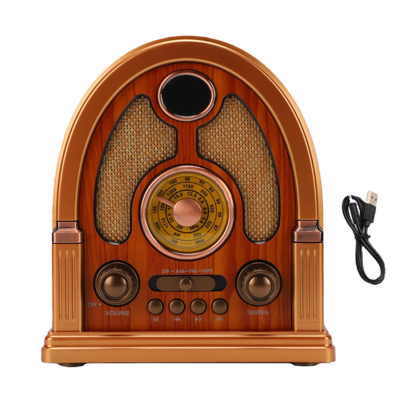 Bewinner Radio Vintage Am FM SW, Altavoz Bluetooth TWS con Reproducción de Tarjeta USB (Yellow)