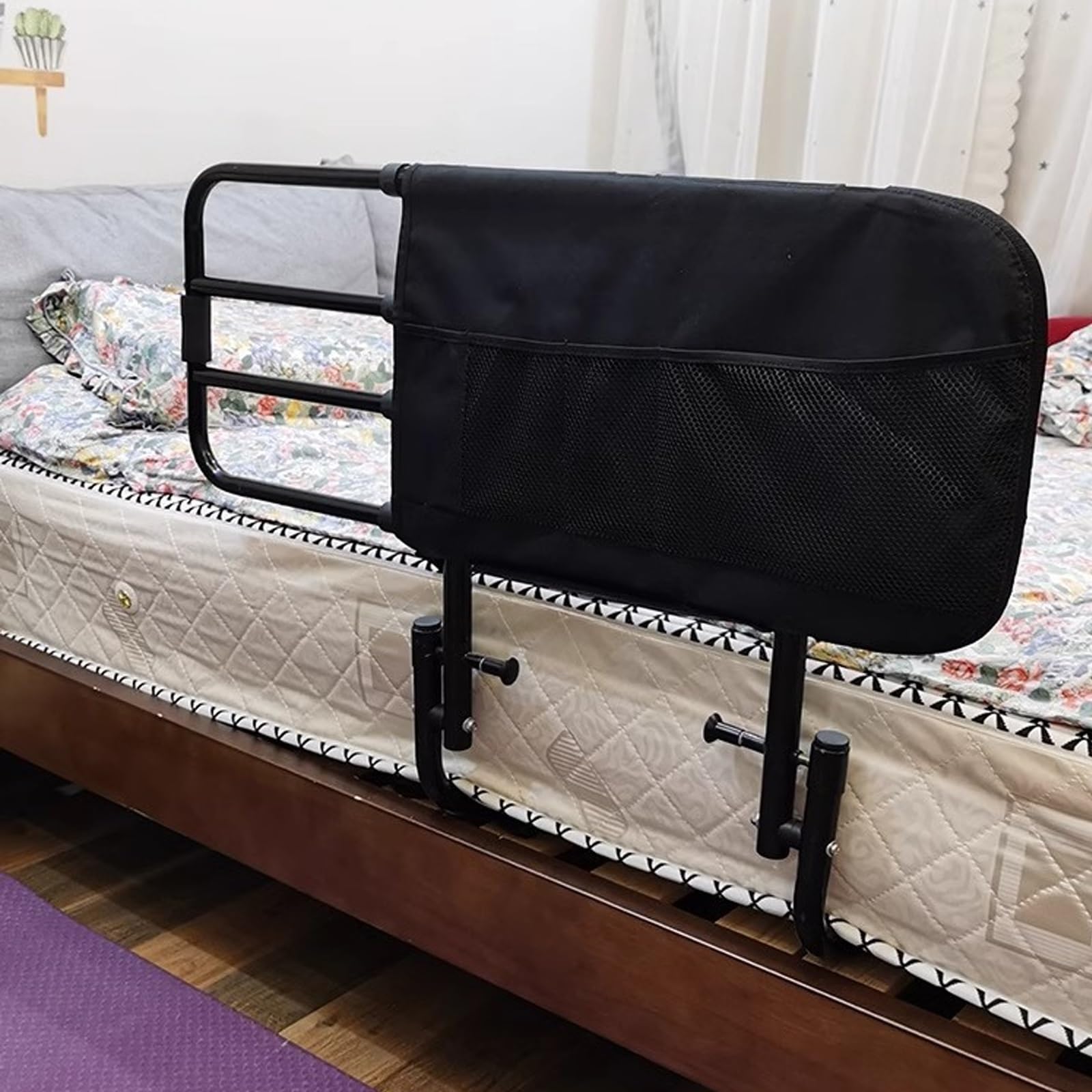Asa De Cama Y Auxiliar De Cabecera, Barandillas De Cama For Personas Mayores, Bastón De Cama For Personas Mayores, Tubo De Acero Al Carbono Engrosado, Ensanchado, Ancho Ajustable, Abatible