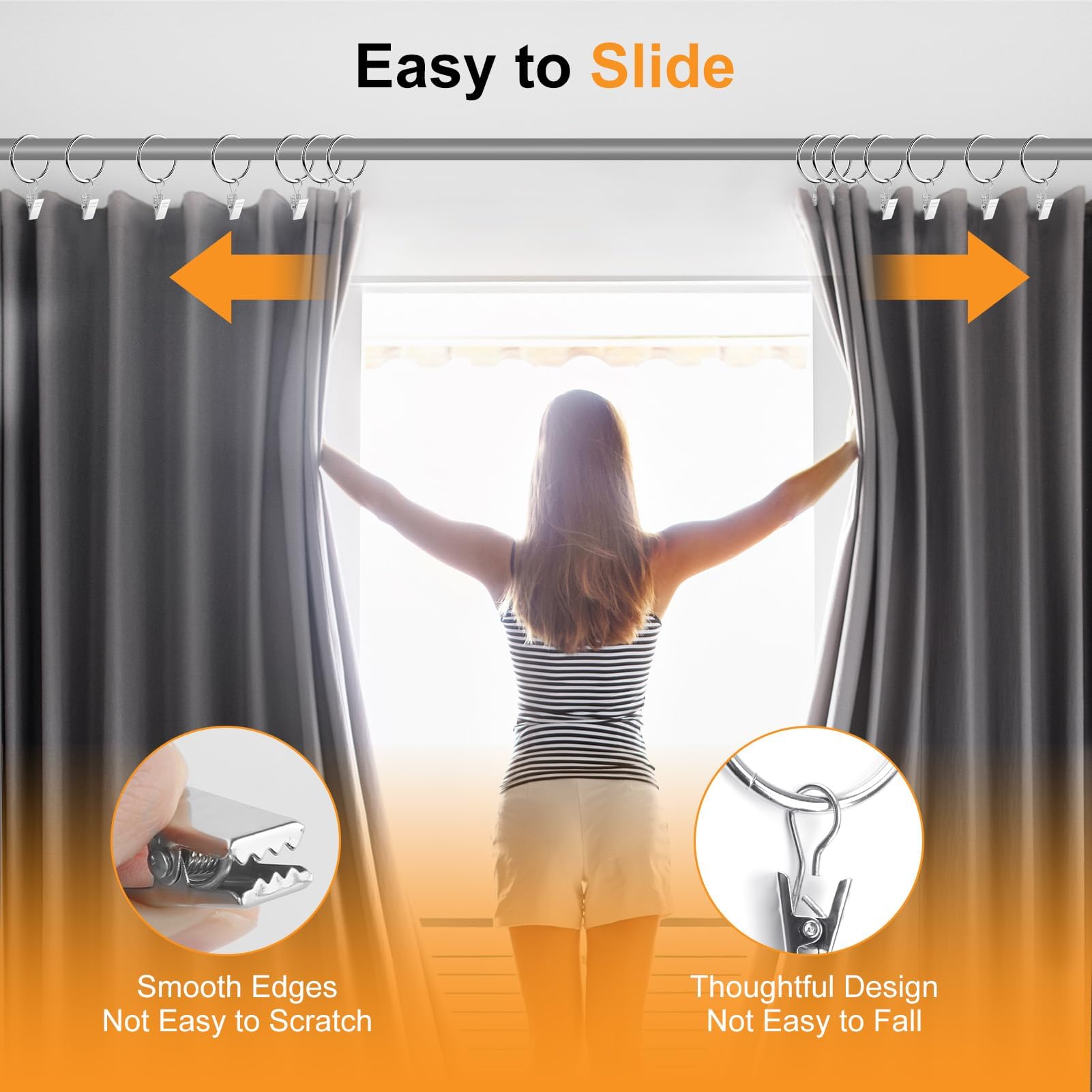 40 Anelli Per Tende Con Clip - Ganci 32mm, Metallo Antiruggine, Per Tende Sole, Doccia E Decorazioni - Foto 12