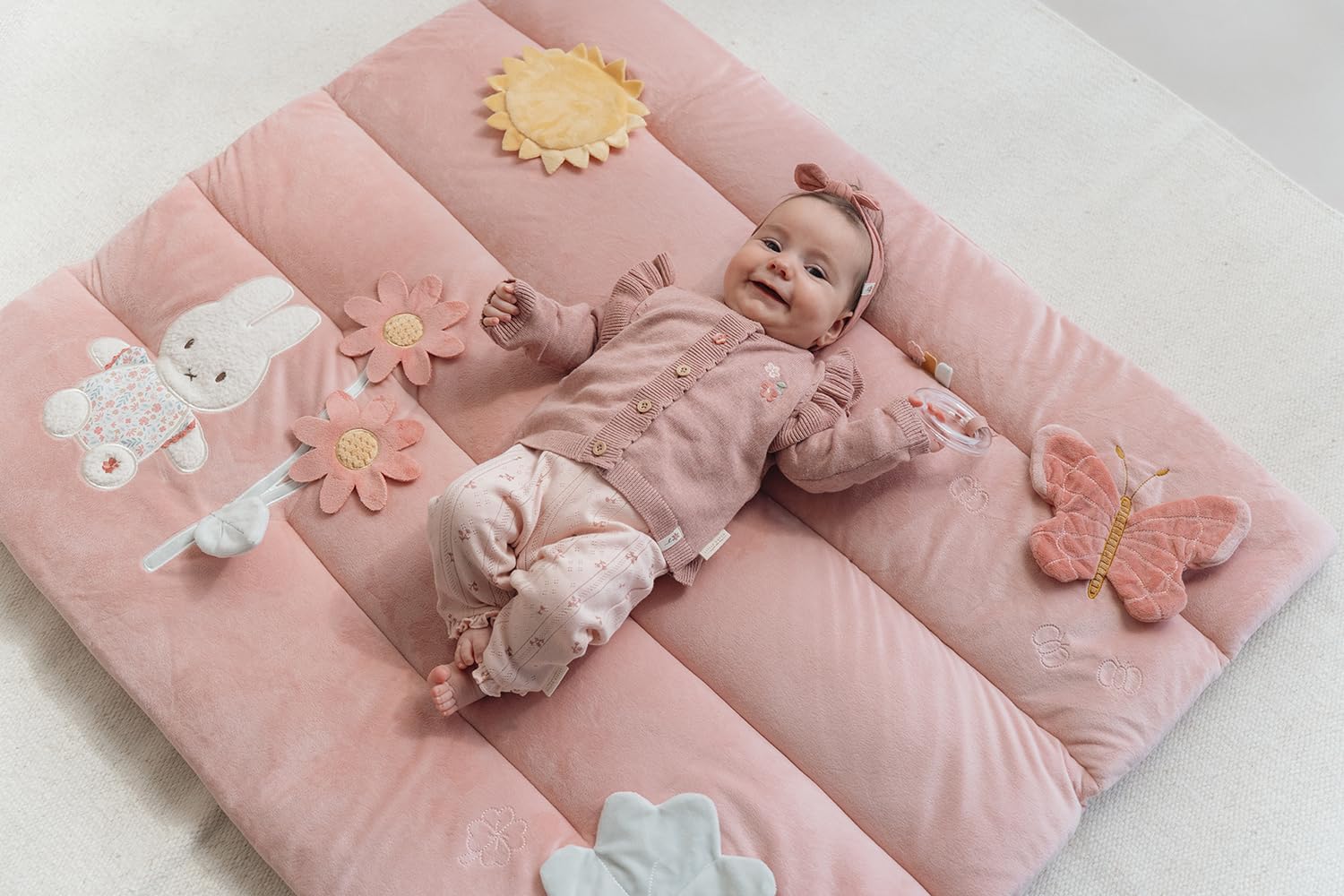 nijntje miffy x Little Dutch Krabbeldecke Spieldecke Activity Matte Baby (80x100 cm) Hase Miffy rosa - Lucky Blossom
