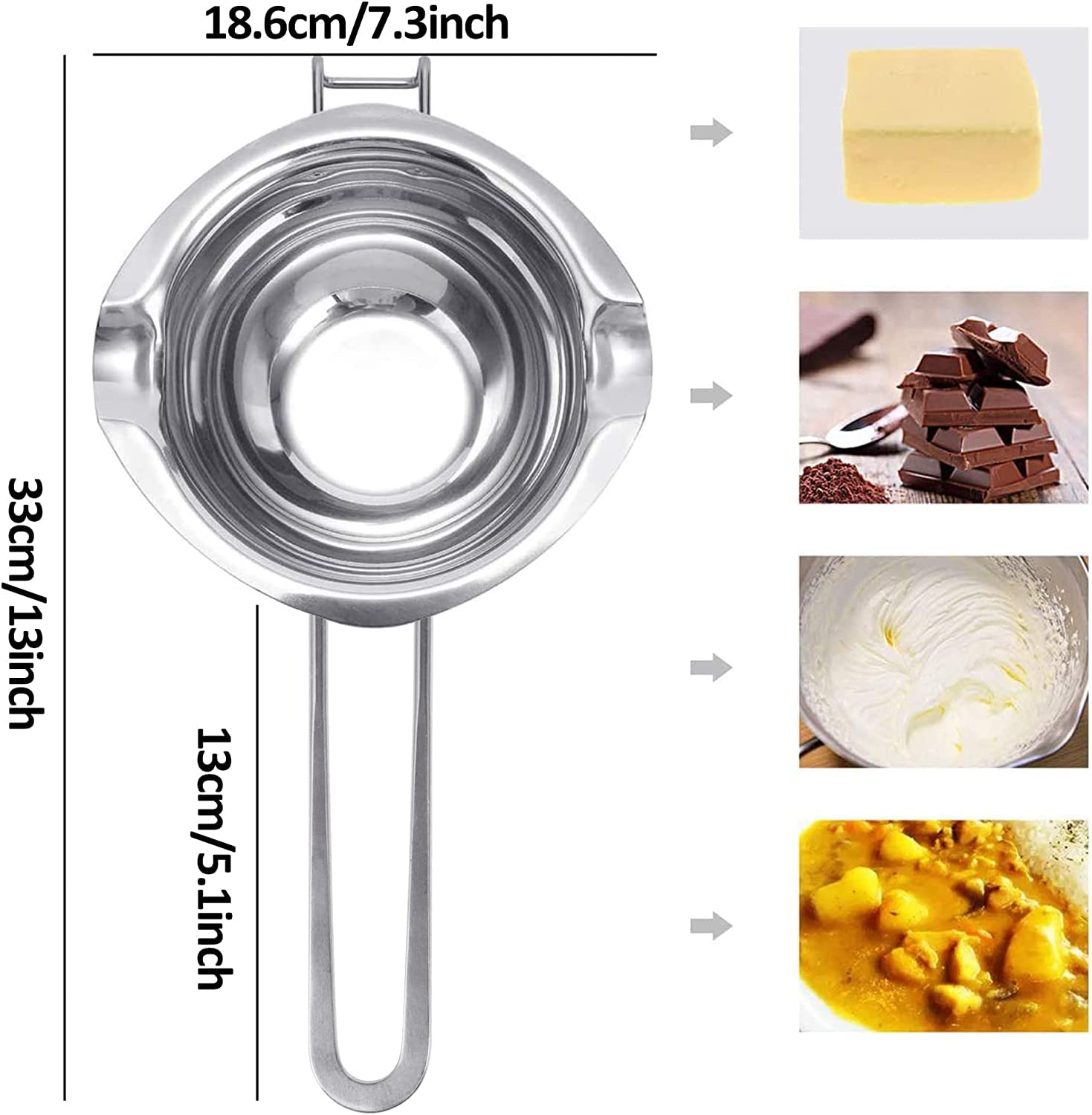 JOYIT Pentola per fusione di cioccolato, 1000 ml, in acciaio inox 304, per sciogliere il cioccolato, per il burro di zucchero, formaggio, caramello