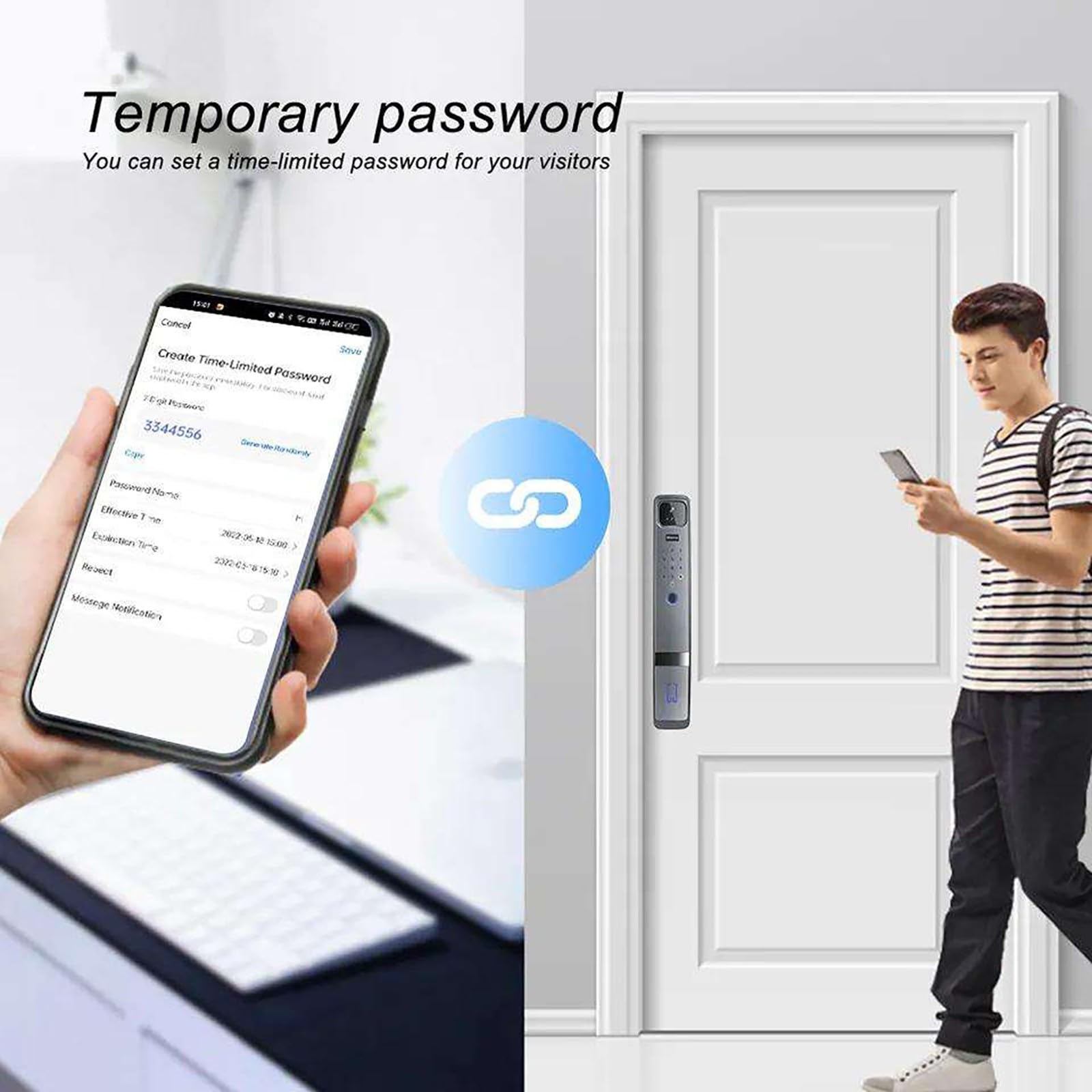 Smart Lock Con Fotocamera Serratura Biometrica Con Ingresso Senza Chiave, Serrature Intelligenti Per Porta 3d Face Smart Door Lock Con Monitor Telecamera Di Sicurezza(lock 30 * 240mm)