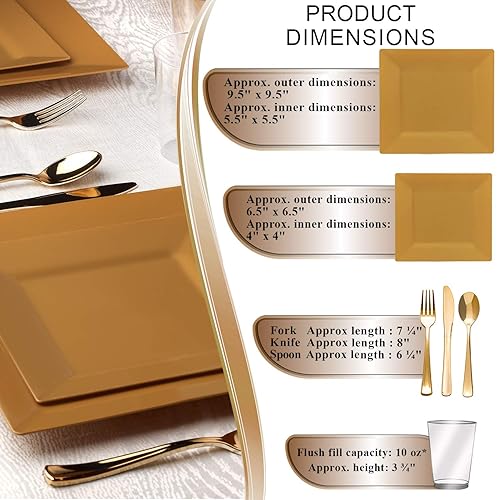 Miniatura 2 de Juego de vajilla de plástico desechable para 120 invitados, color blanco redondo elegante con platos llanos azules y dorados, platos de