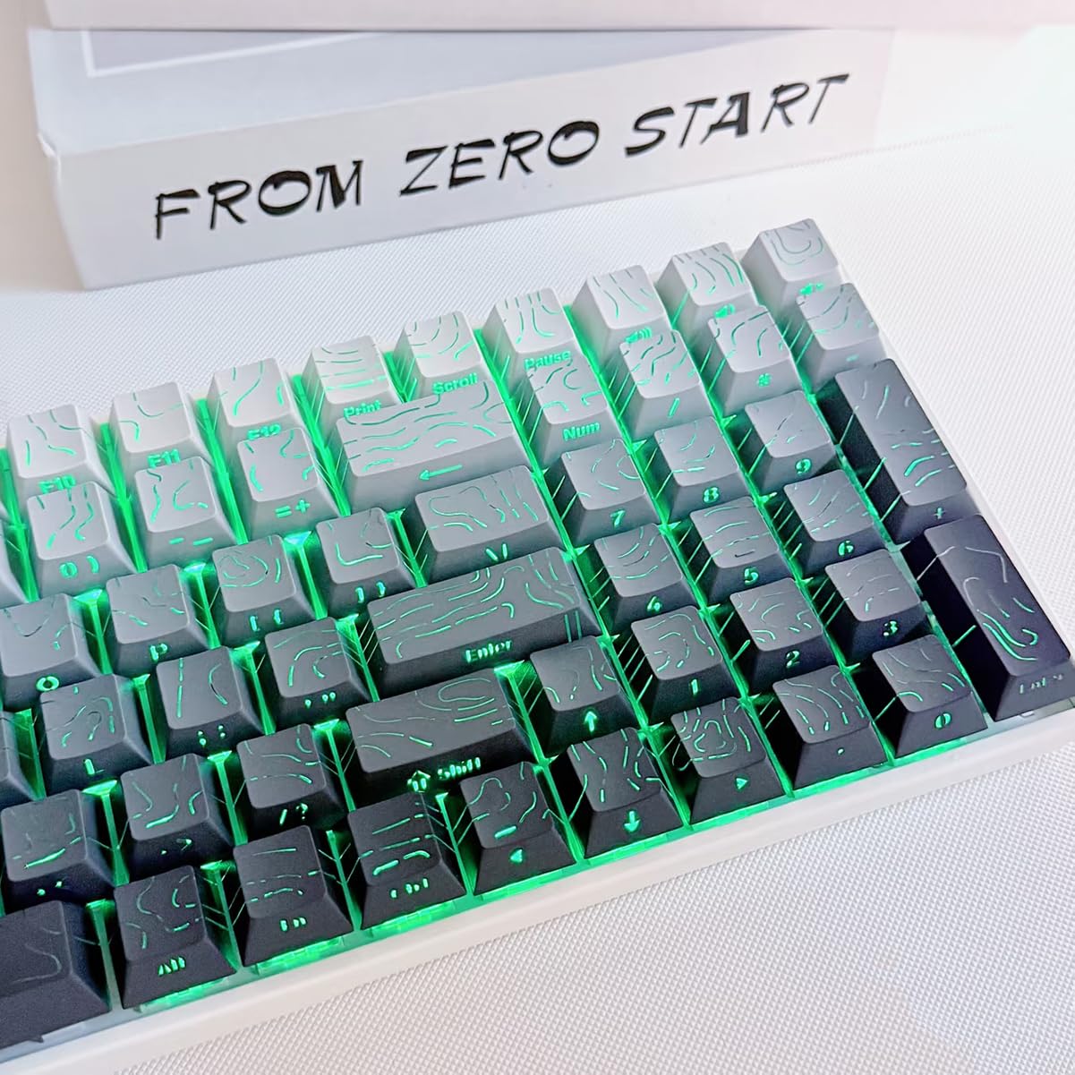 Juego de 134 teclas PBT de doble disparo Cherry Profile Shine Through Topographic Keycaps para teclado mecánico Cherry Mx 61/64/87/104/108