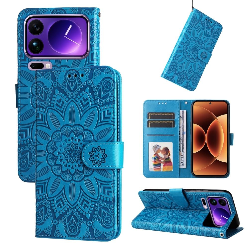Generic - Funda tipo libro para Xiaomi 17T (color: azul) con tapa de piel con tapa y diseño de Folio