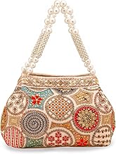Yellow Chimes Potli Bags for Ladies for Wedding | Traditional Potli Handbags for Women | Pearl Beaded Wristlet Handmade Embroidery Worked Potli Bag | Ideal for Parties Weddings or Traditional Events