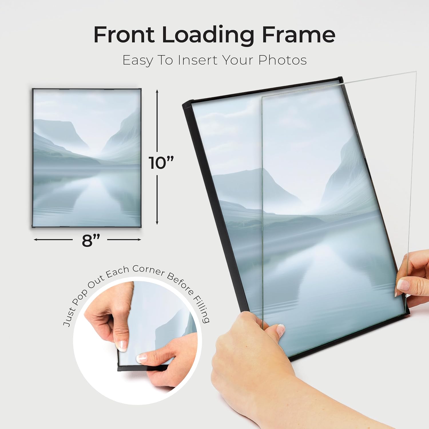 Mantello Essentials Sleek Black 8x10 Picture Frame Set - Pack of 6