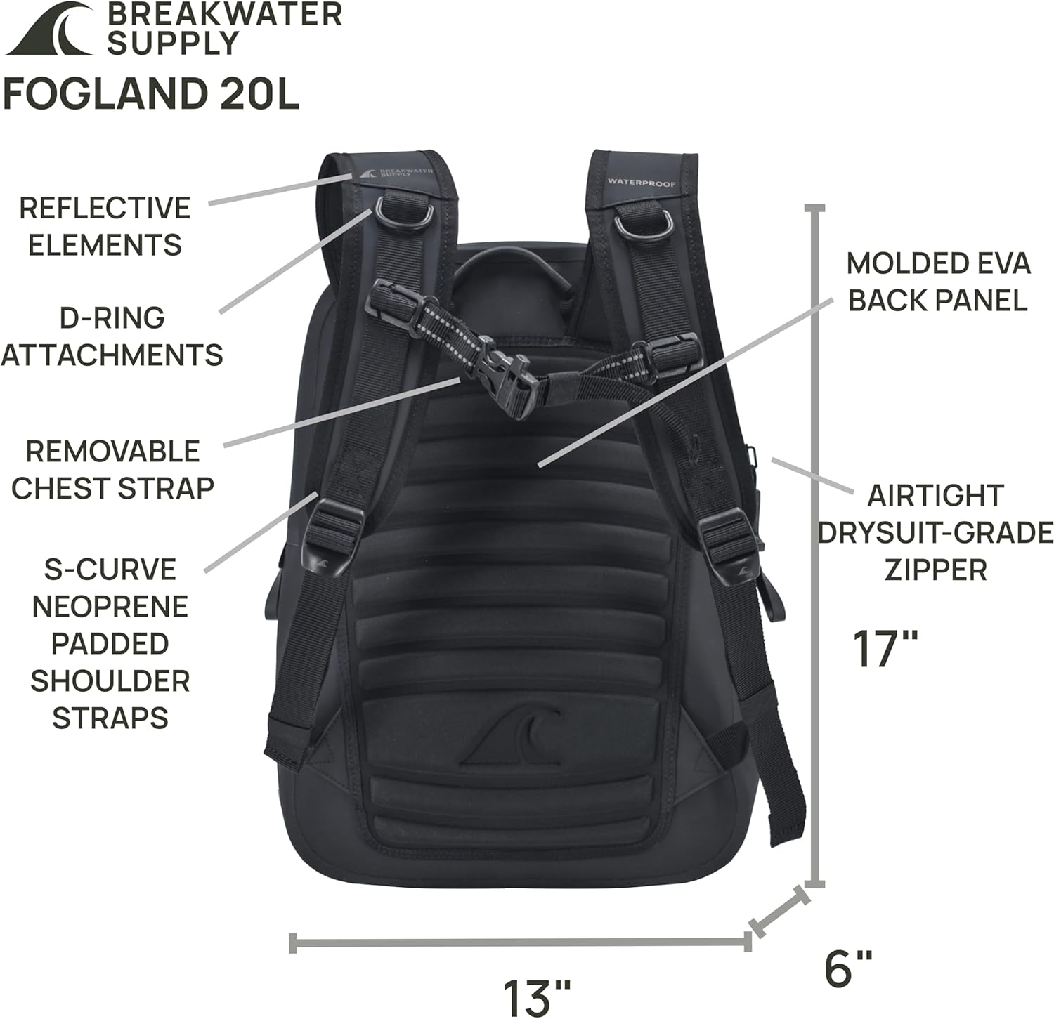 Breakwater Supply™ Waterproof IP68 Submersible Backpack with Airtight Zippers | Laptop Travel Outdoors | Fogland 25L 20L 15L | 100% Waterproof, Submersible, Airtight Zippers, Travel Outdoors - Image 5