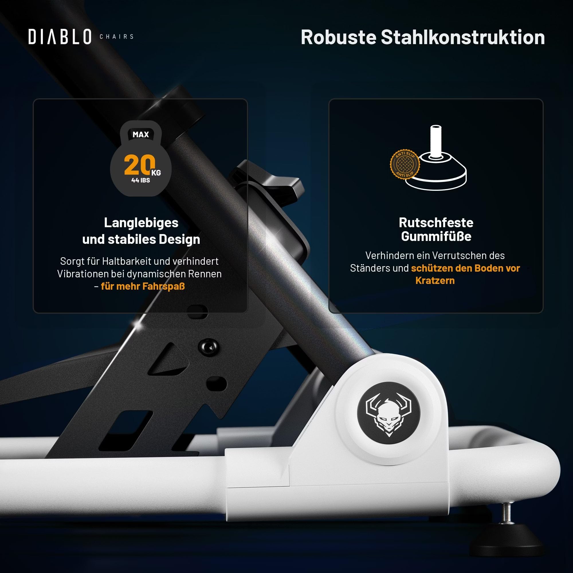 Diablo X-Drive Mini Lenkradständer Für Rennsimulation Kompatibel Mit Den Meisten Modellen Höhen- Und Neigungsverstellbar Schalthebelhalter Klappbar Weiß Kompakt [Not Machine Specific]