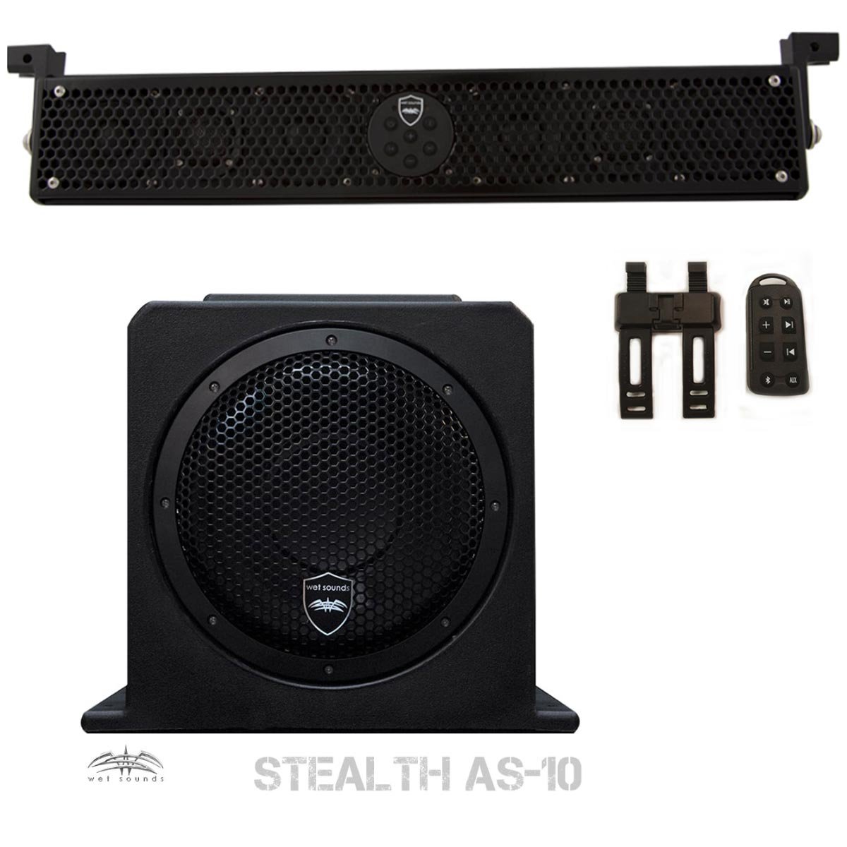 Wet Sounds Package - Black Stealth 6 Ultra HD Sound Bar w/Remote and AS-10 10