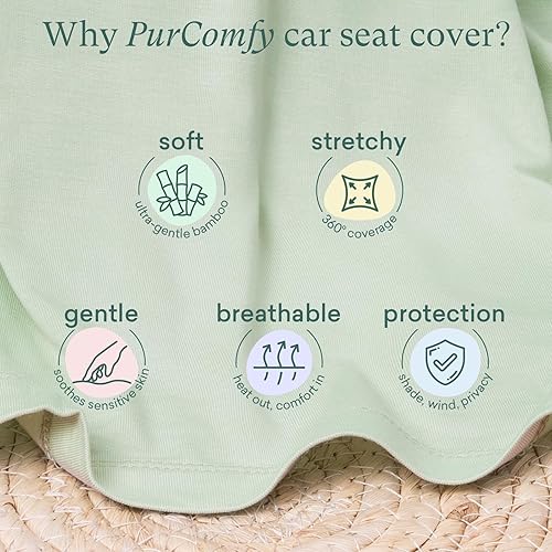 Miniatura 7 de PurComfy Funda de asiento de automóvil para bebé, funda de asiento de automóvil de viscosa de bambú súper suave para niños y niñas, fundas