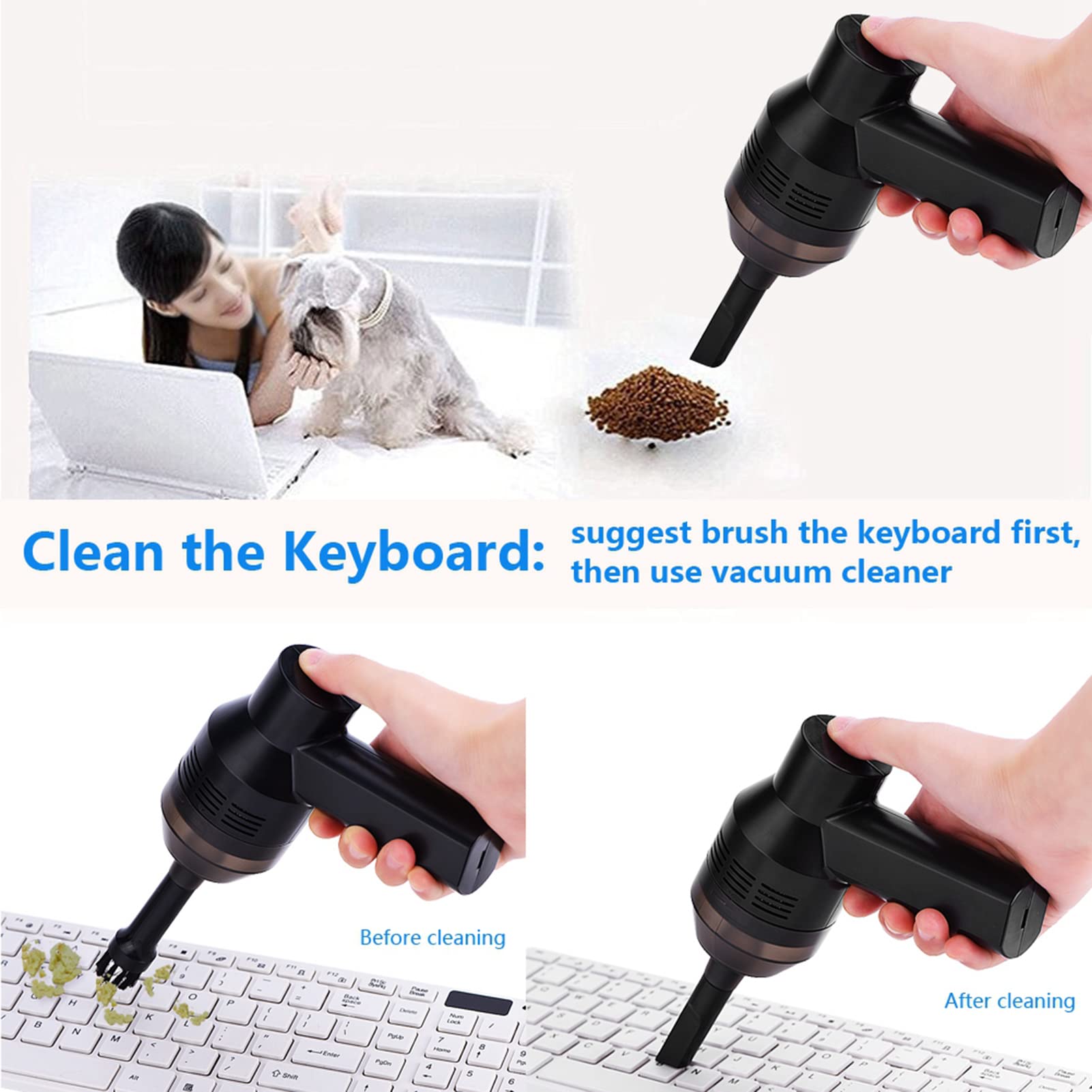Mini Aspirador portátil de Teclado Recargable de Mano para Ordenador portátil y PC de Escritorio