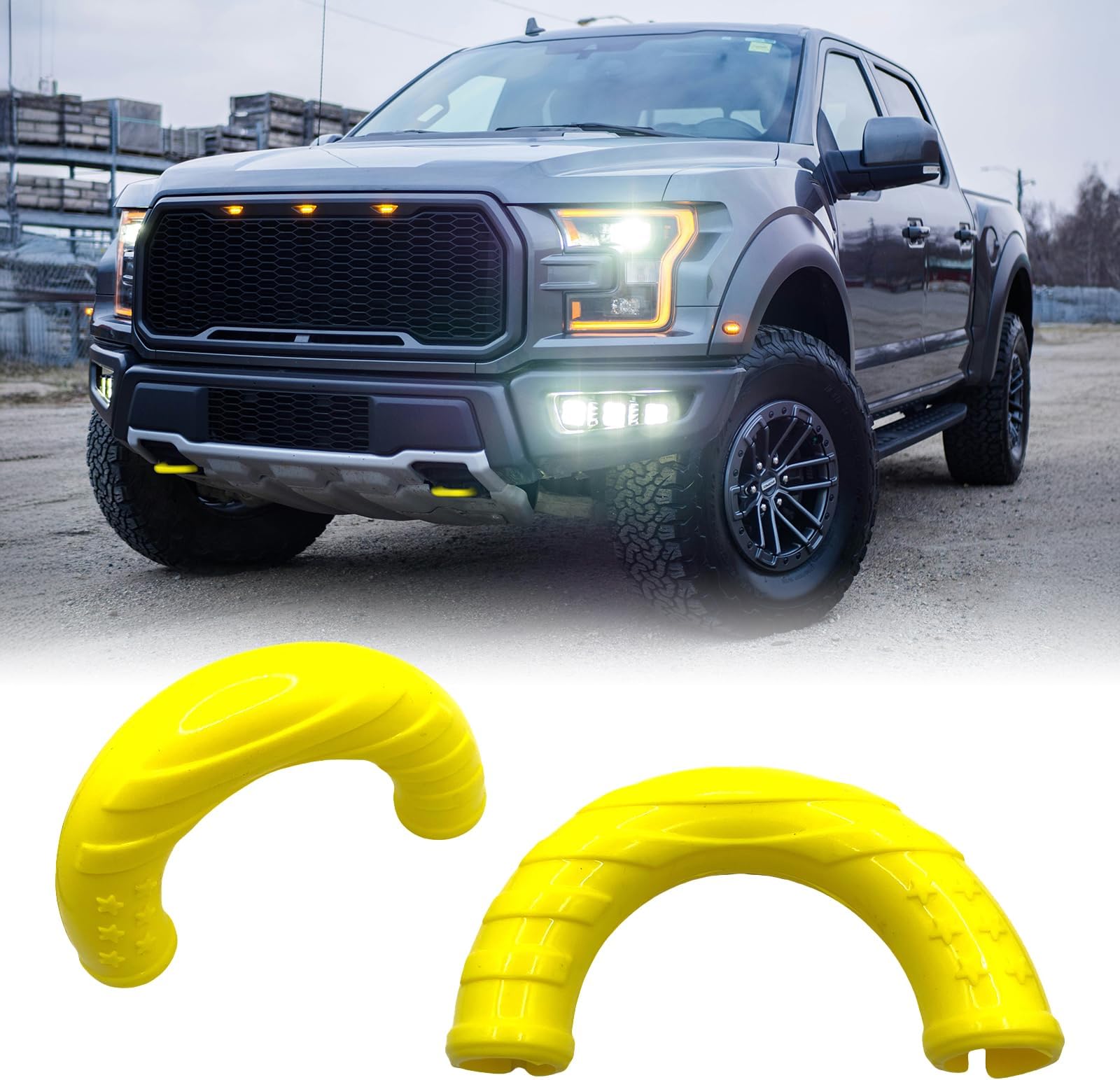 Tow Hooks Covers Fit for Ford F150 Accessories 2004-2024 Toyota Tundra Accessories 2017-2021(Yellow)