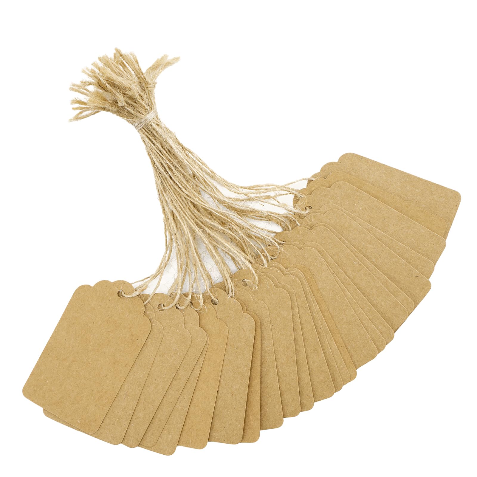jijAcraft 7x4cm Brown Price Tags with String: 200Pcs Paper Luggage Tags