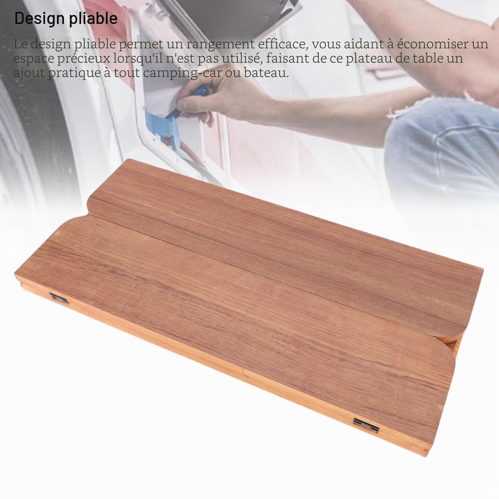 Haofy Plateau de Table Pliant Bois Massif 20mm pour Bateau | 20mm bois massif surface lavable anti-humidité pliage compact pour camping-car yacht ponton repas travail