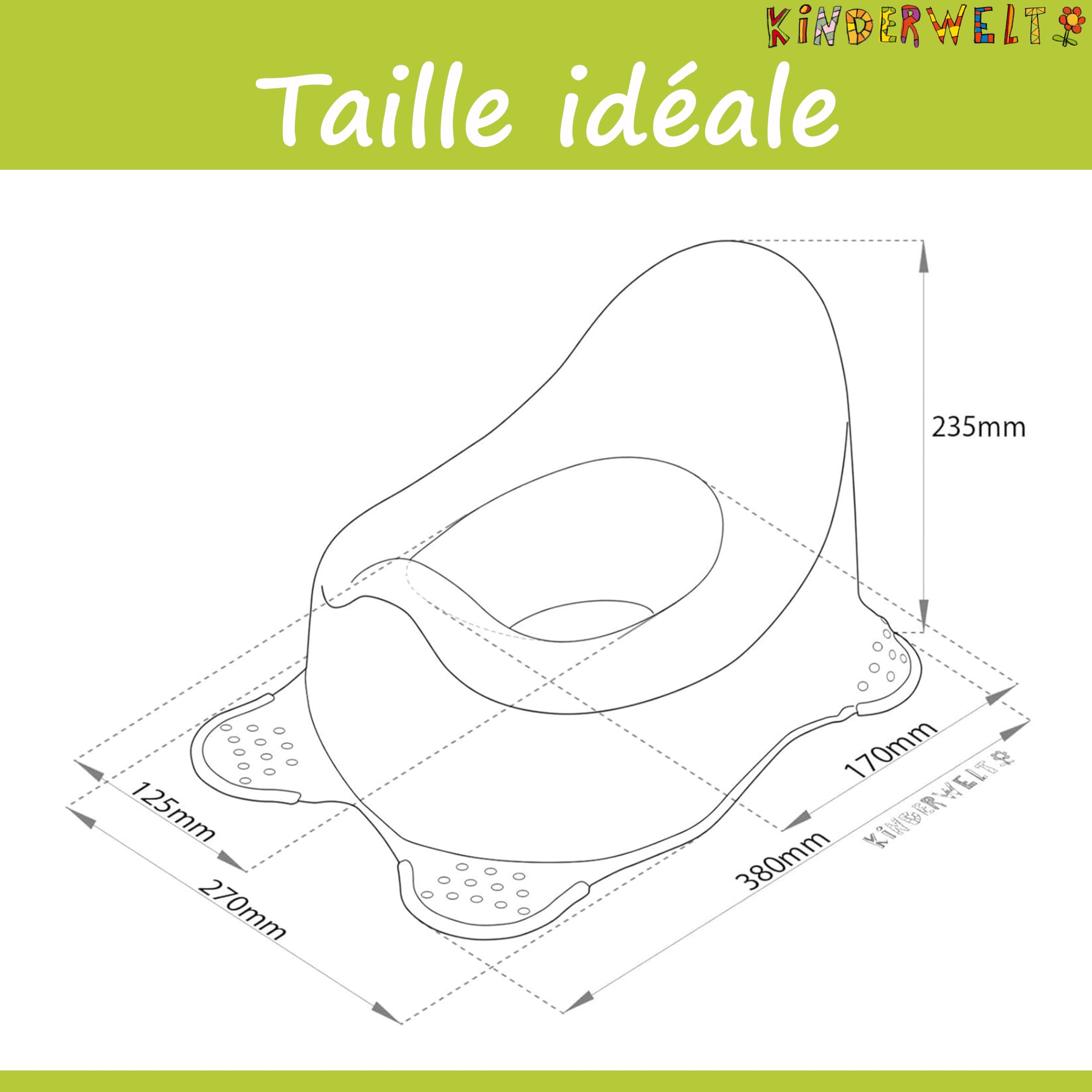KiNDERWELT Pot de qualité supérieure pour enfants et bébés, design Disney Cars en gris, pour les tout-petits à partir de 18 mois, dossier haut, antidérapant et sans BPA