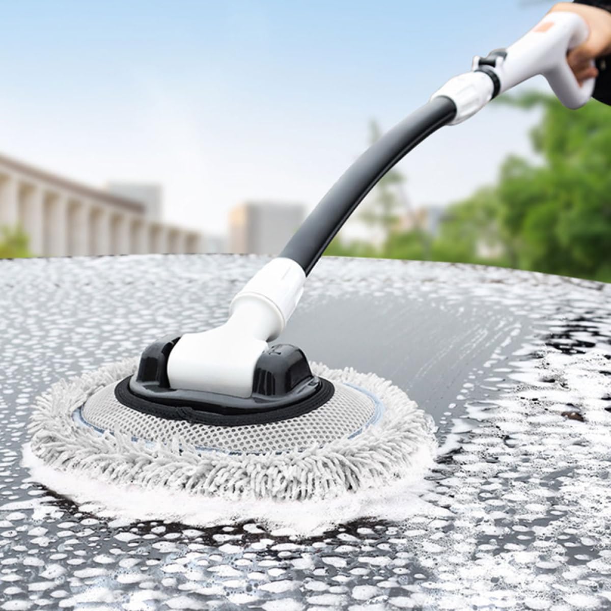 Autowaschbürste mit Langem Teleskopstiel Schonende Chenille Softbürste Verstellbar für Auto und Wohnmobilreinigung