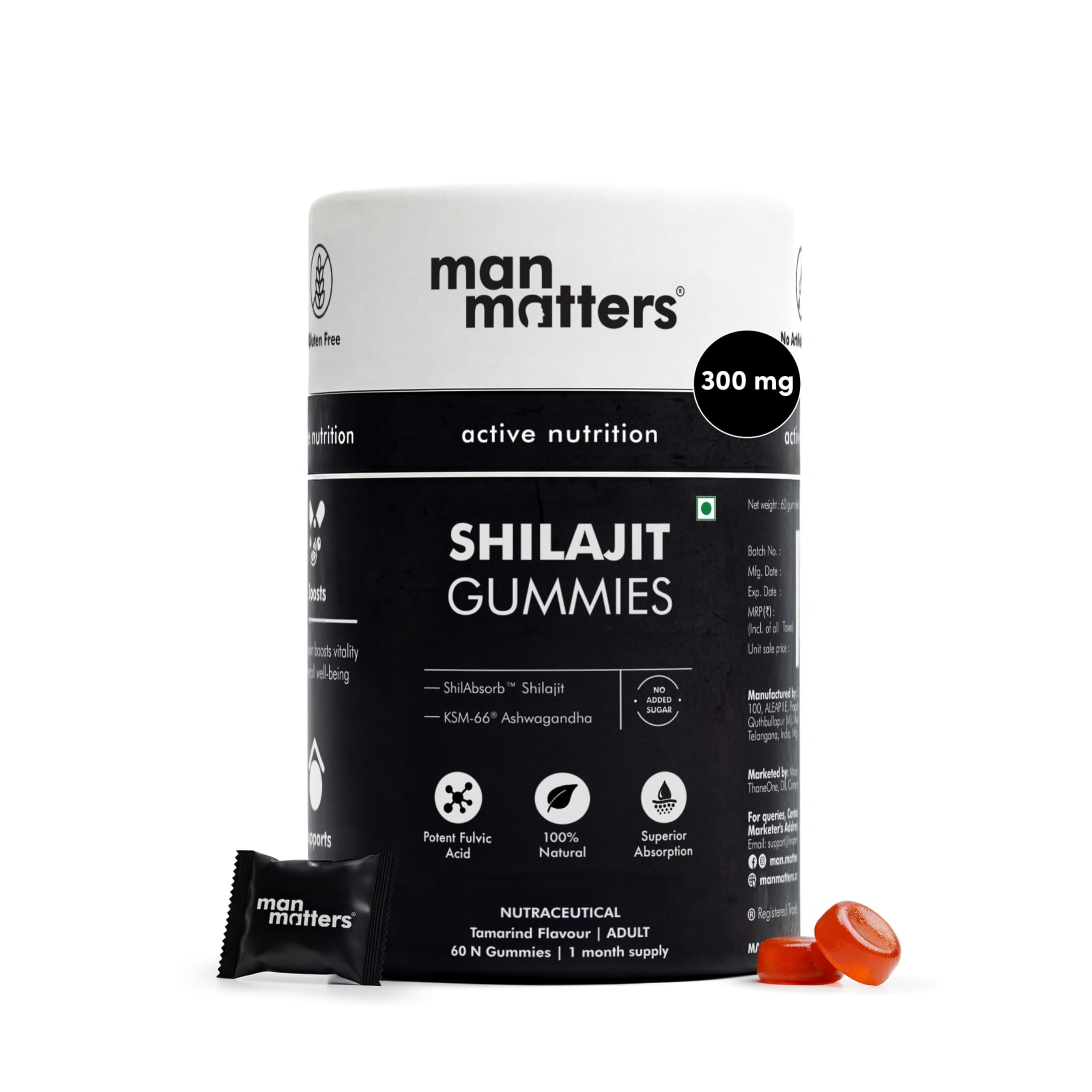 Man Matters Pure Himalayan Shilajit/Shilajeet Gummies with 75% Fulvic Acid & KSM 66 Ashwagandha | Boosts Stamina, Strength & Improves Energy Levels | No Added Sugar | Pack of 60-image-30