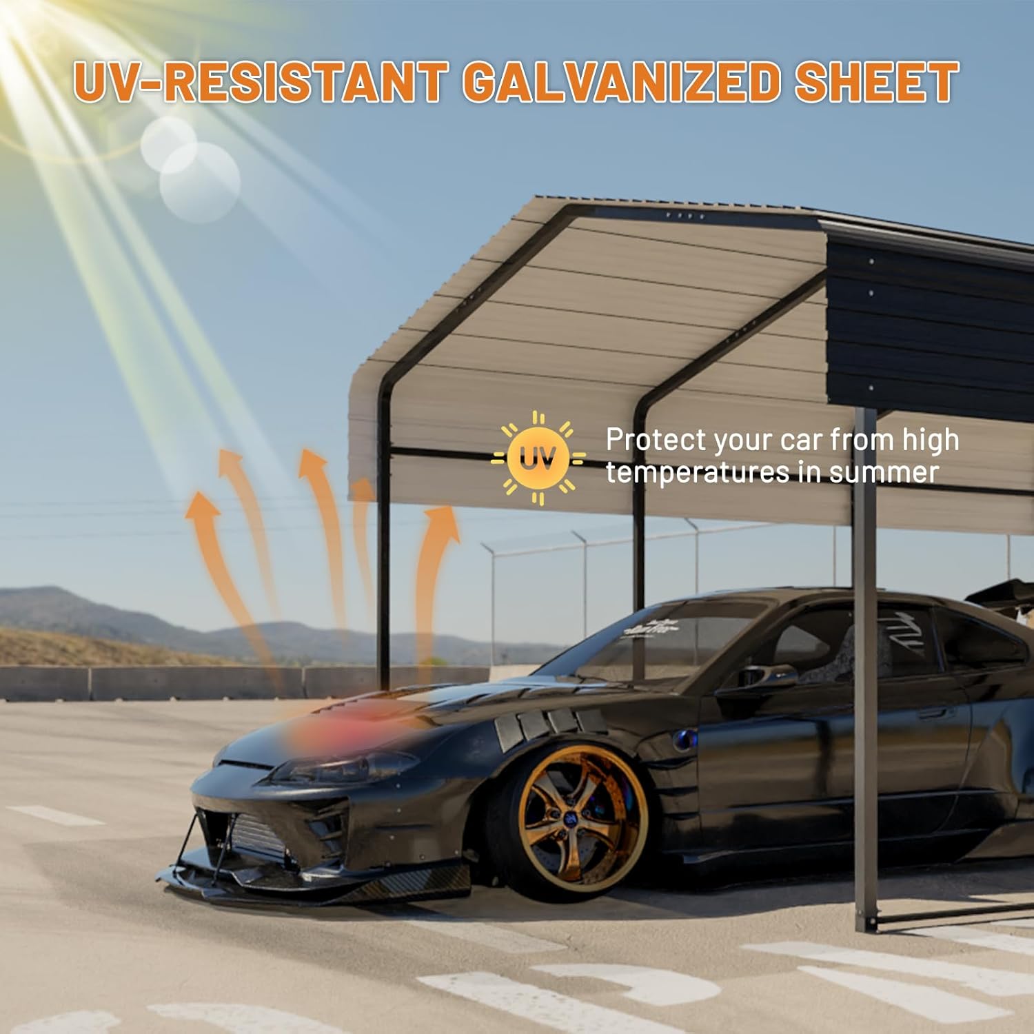 Metal Carport 10 * 15 FT Heavy Duty Carport Canopy with Galvanized Steel Roof Multi-Use Shelter Outdoor Portable Garage for Car, Boat, Pickup and Tractor Metal Carport 10 * 15 FT Heavy Duty Carport Canopy with Galvanized Steel Roof Multi-Use Shelter Outdoor Portable Garage for Car, Boat, Pickup and Tractor