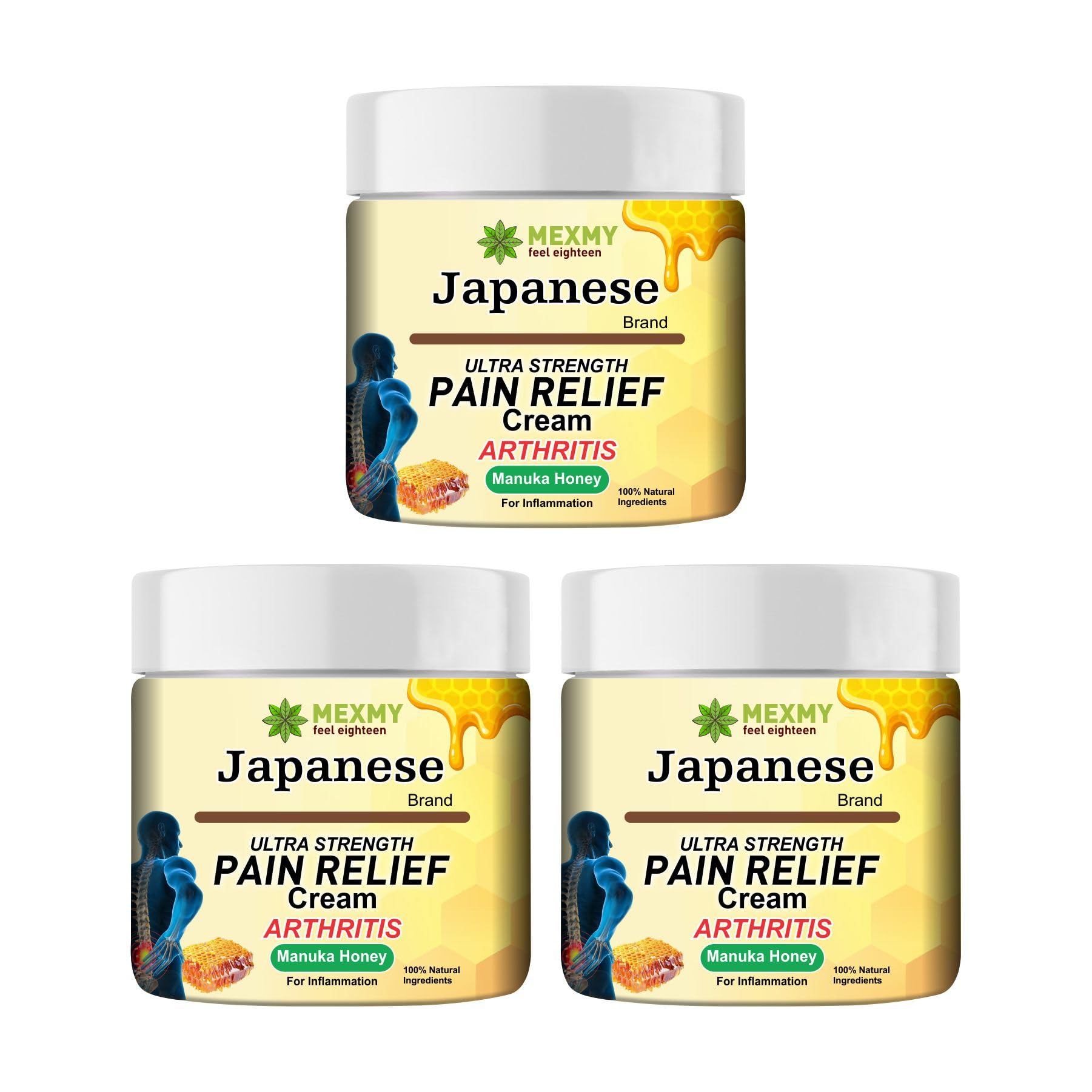 Mexmy Pain Relief Cream For Strong Ayurvedic Joint Pain Relief Oil, Knee Pain, Neck Pain, Back Pain, Shoulder Pain (Pack of 3 (300gm))