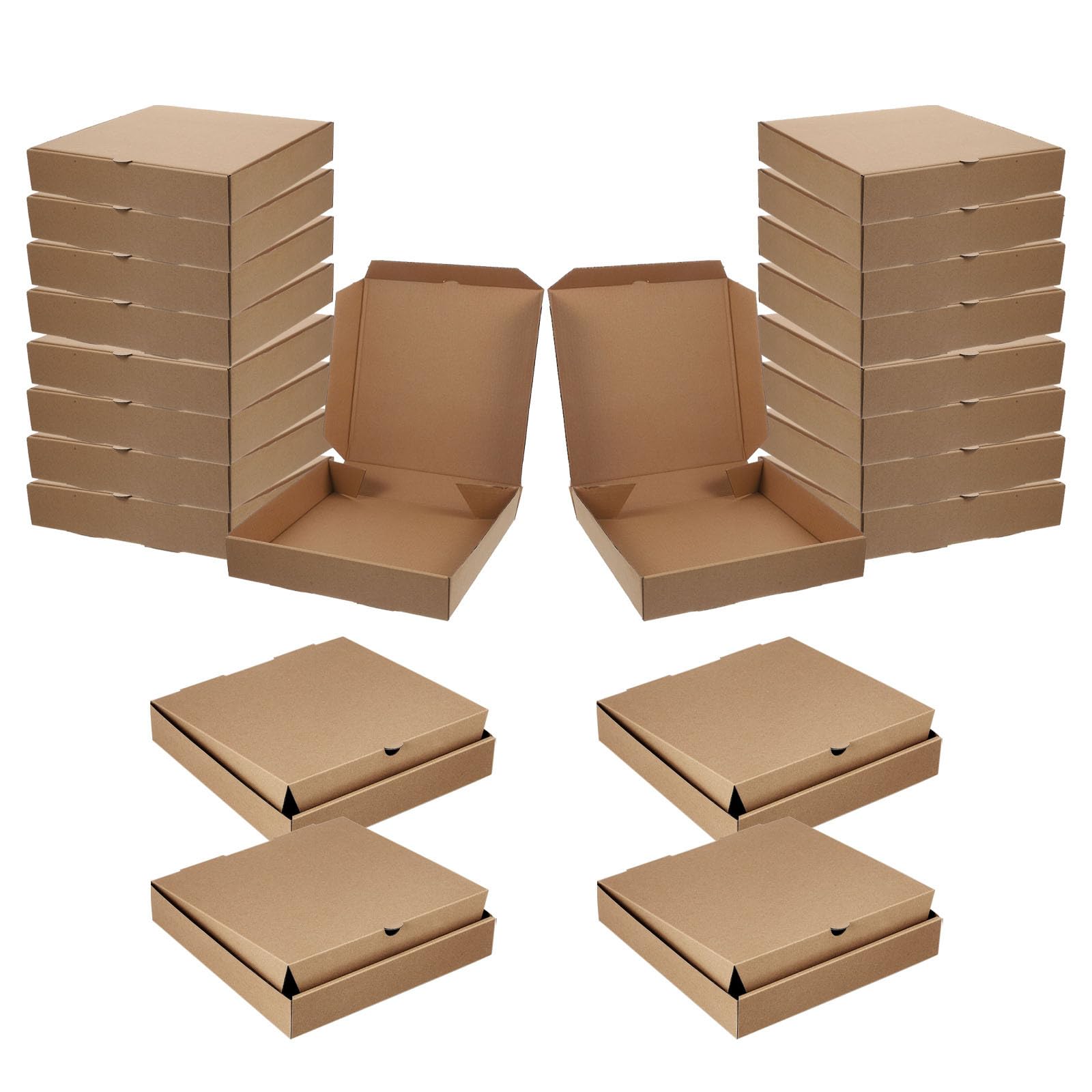 OUNONA 24 cajas de pizza Kraft: Cajas para pizza para llevar - Envases de cartón Kraft marrón de 21,5 cm (8,5") para llevar galletas, pasteles, sobras, restaurantes y pizzerías.