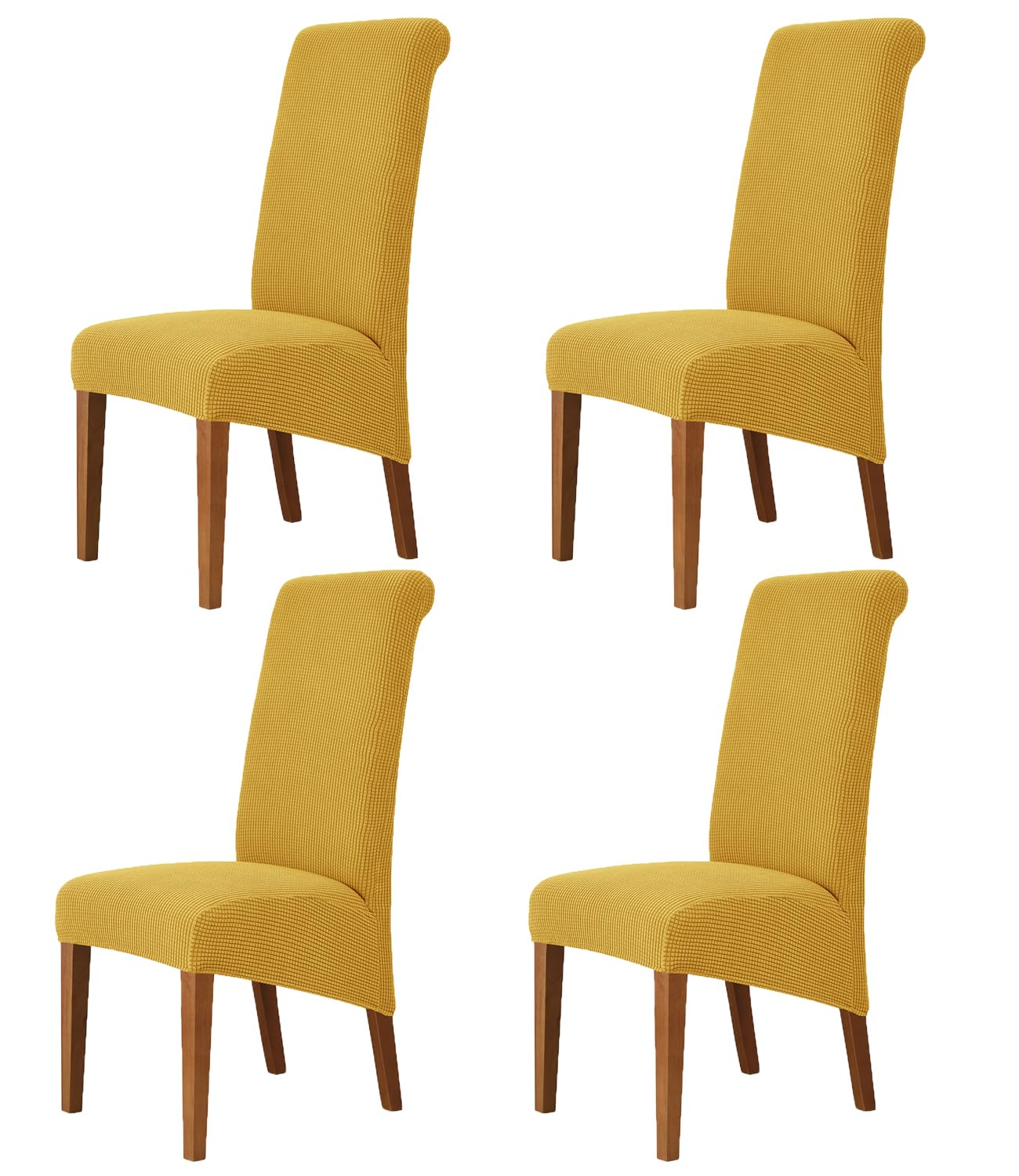 Odot Yellow Chair Covers, Dining Chair Covers Set of 4, Stretch Corn Velvet Dining Room Slipcovers