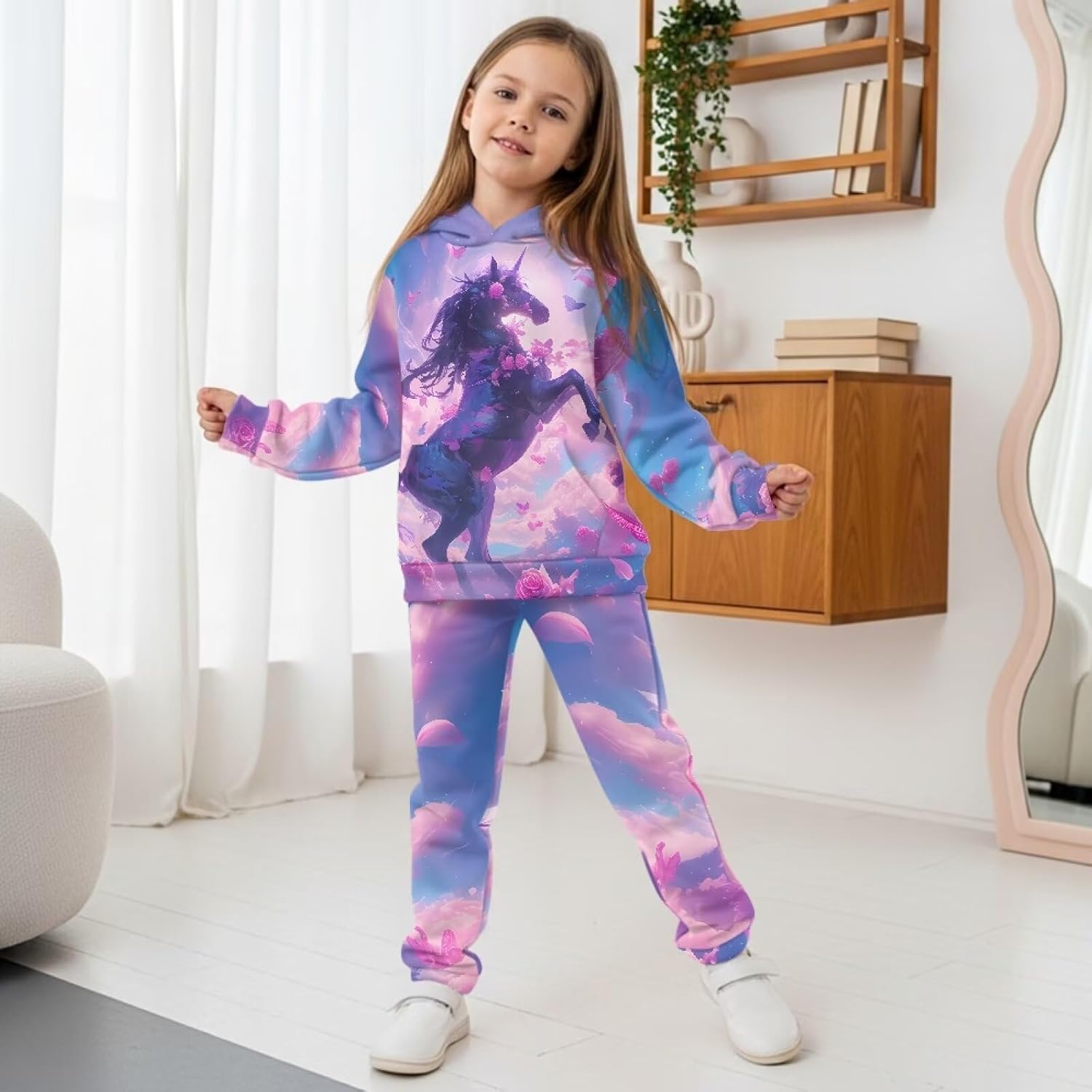 Pensura 2 PCS Outfit Boys Girls Pullover Hoodie & Jogger Pants Set for Kids Tracksuit Set