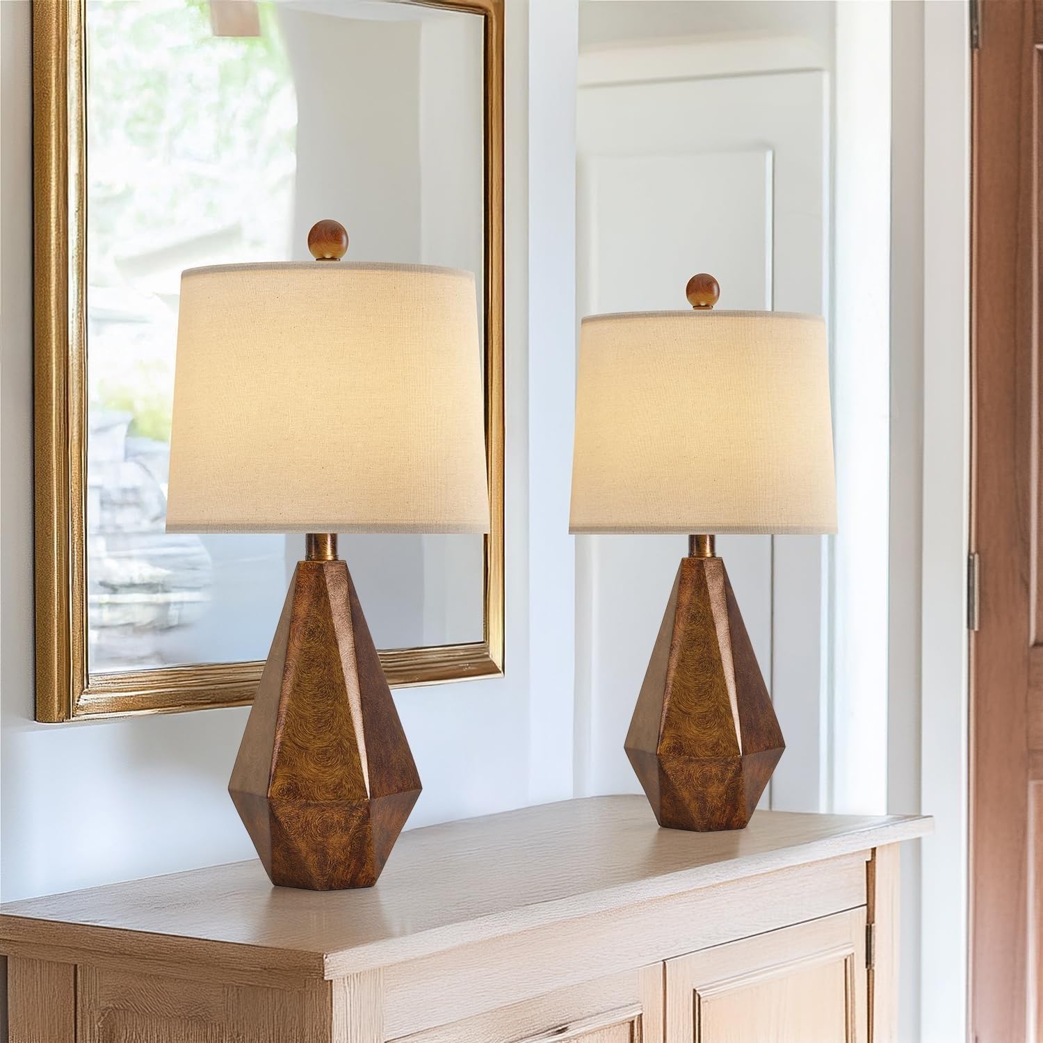 CCXXYGWJ Lampada da Tavolo Rustica in Stile Rustico con Paralume in Lino, Decorazione per Comodino, Camera da Letto, Confezione da 2 Oro retrò, Adatta per Soggiorno, dormitorio, Ufficio,