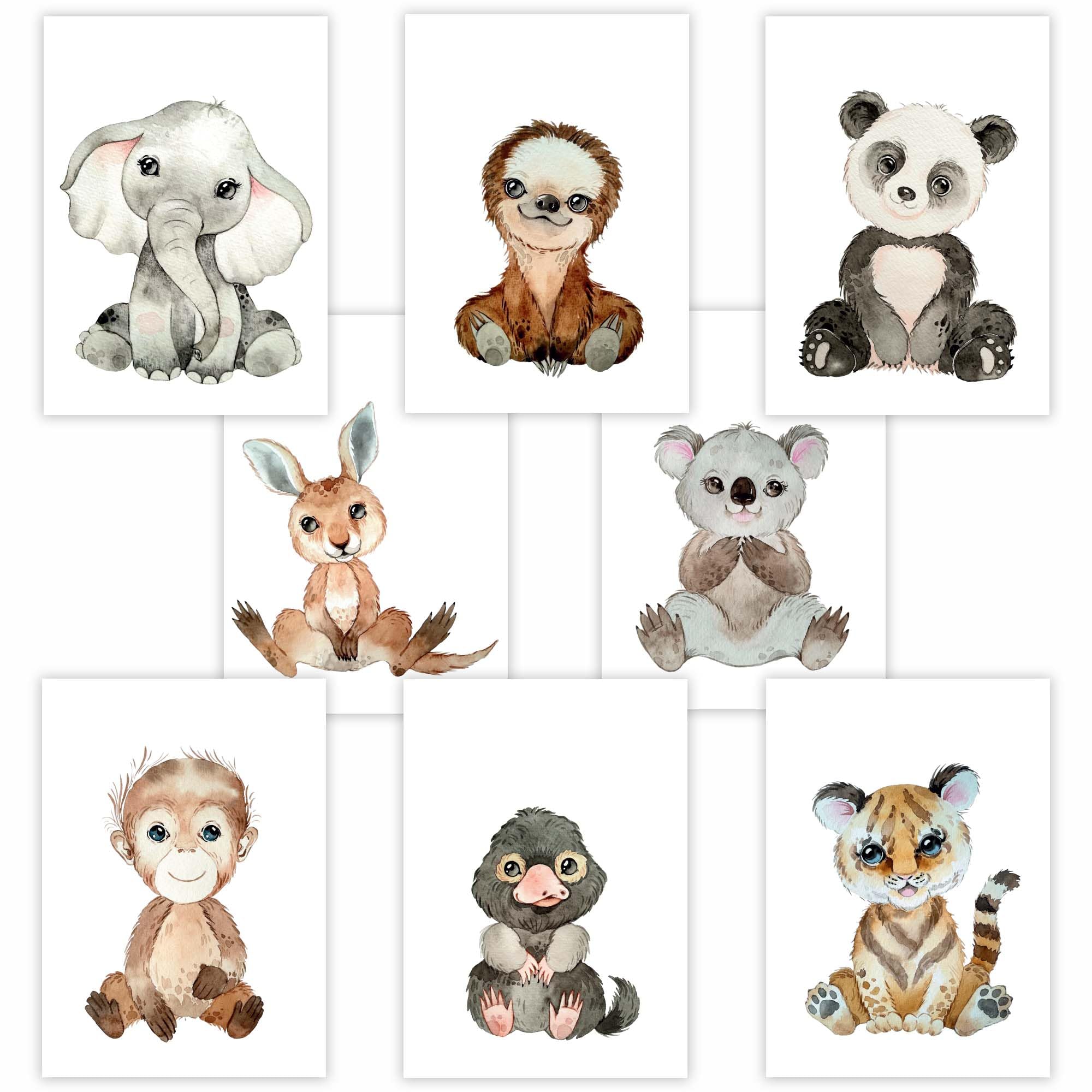 CreativeRobin Cute Animal Poster Set for Children's Room I Baby Room Decoration I DIN A4, baby animals
