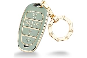 Premium Key Fob Cover for Hyundai Vehicles with Gold Keychain