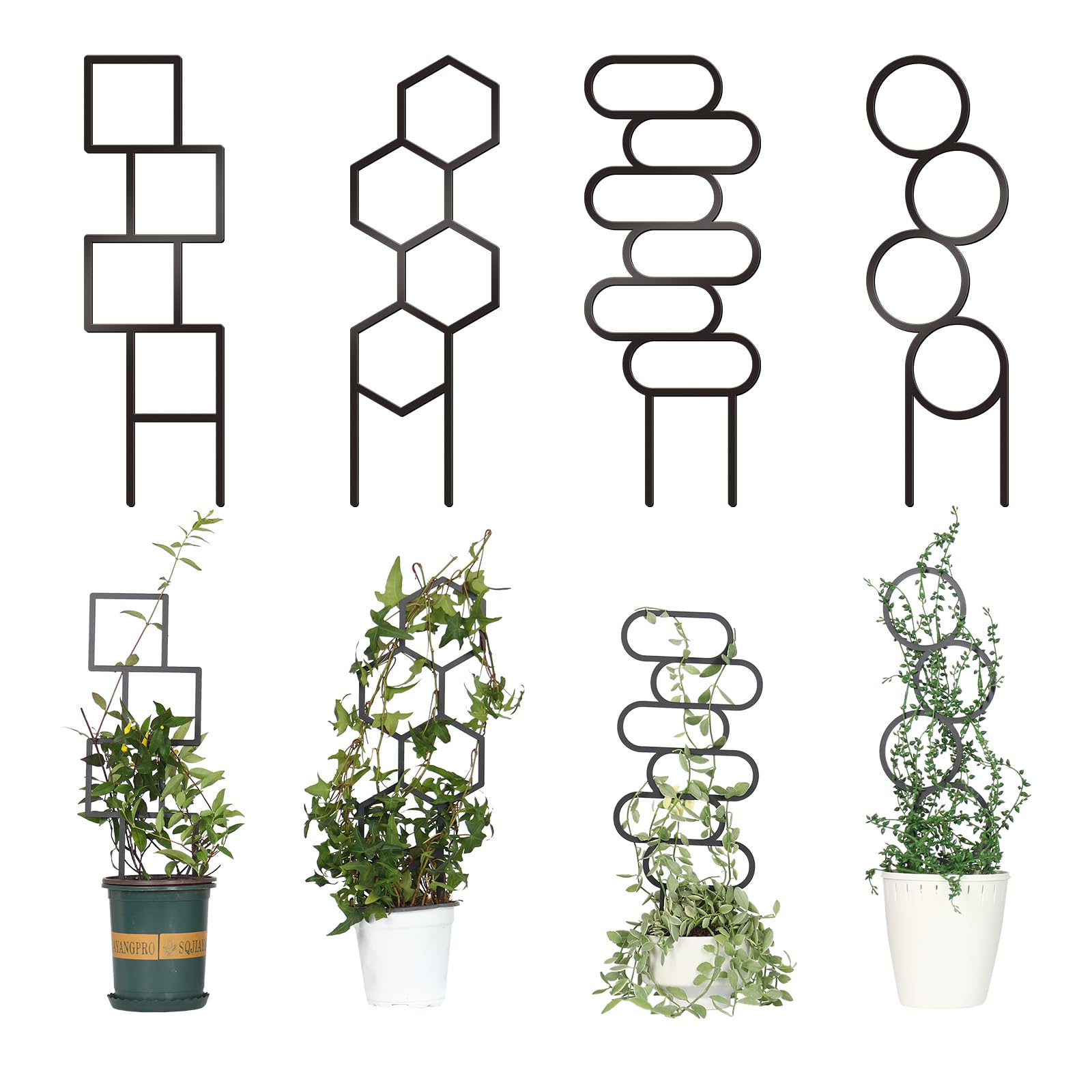 4 Pcs Trellises for Climbing Plants Indoor Metal Climbing Plant Support Metal Plant Trellis for Pots Garden Trellis for Climbing Plants for Plant Lovers (Style 1)-image-46