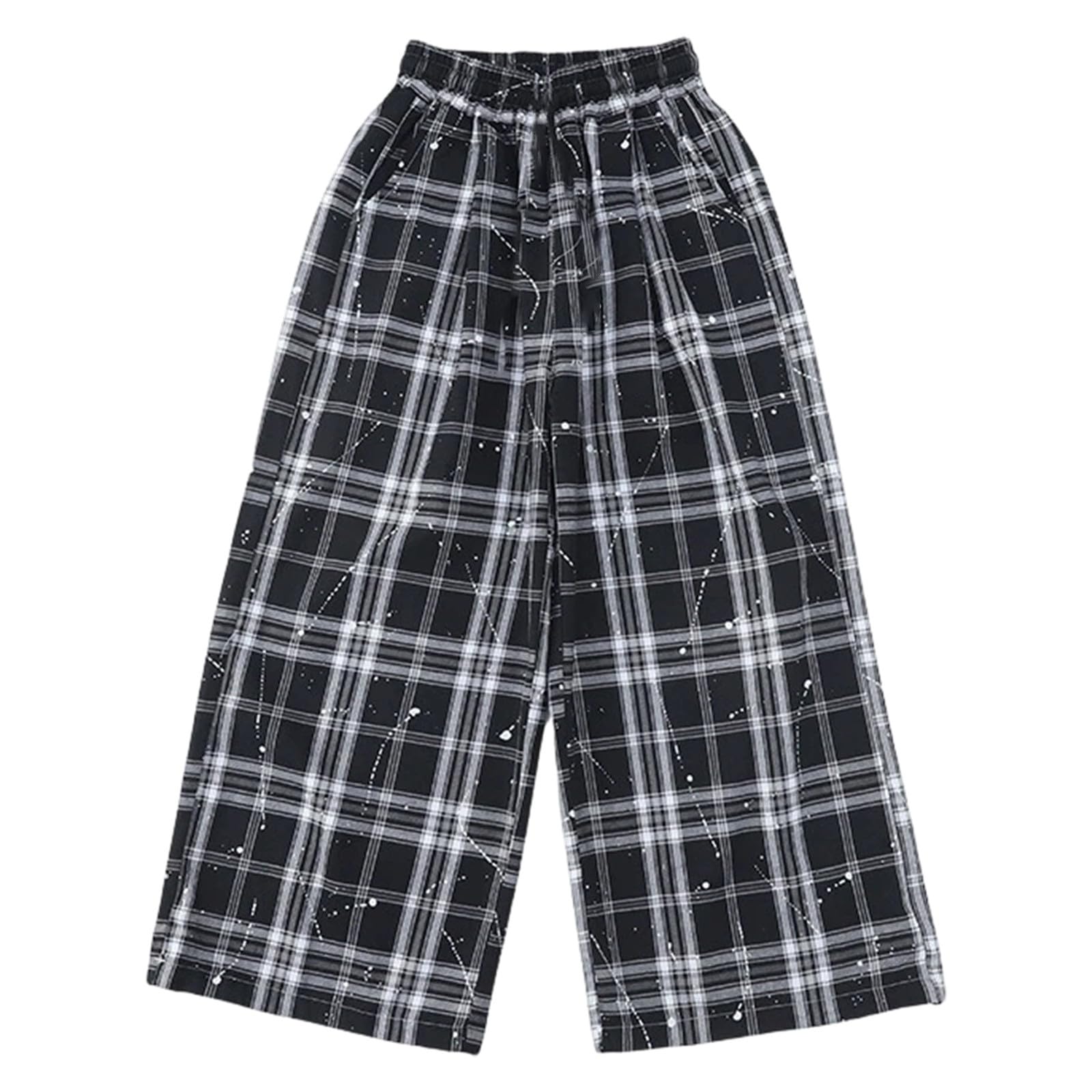 Pantalon chandal niño palazzo holgado y pantalones casuales a cuadros 8
