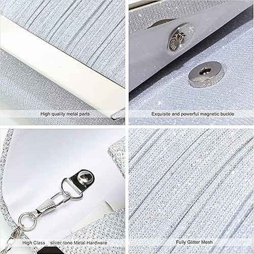 Miniatura 5 de KAKKOII Bolsos de mano con purpurina para mujer, bolsos de mano de noche, bolsos formales de fiesta, bolsa de boda, bolsas cruzadas