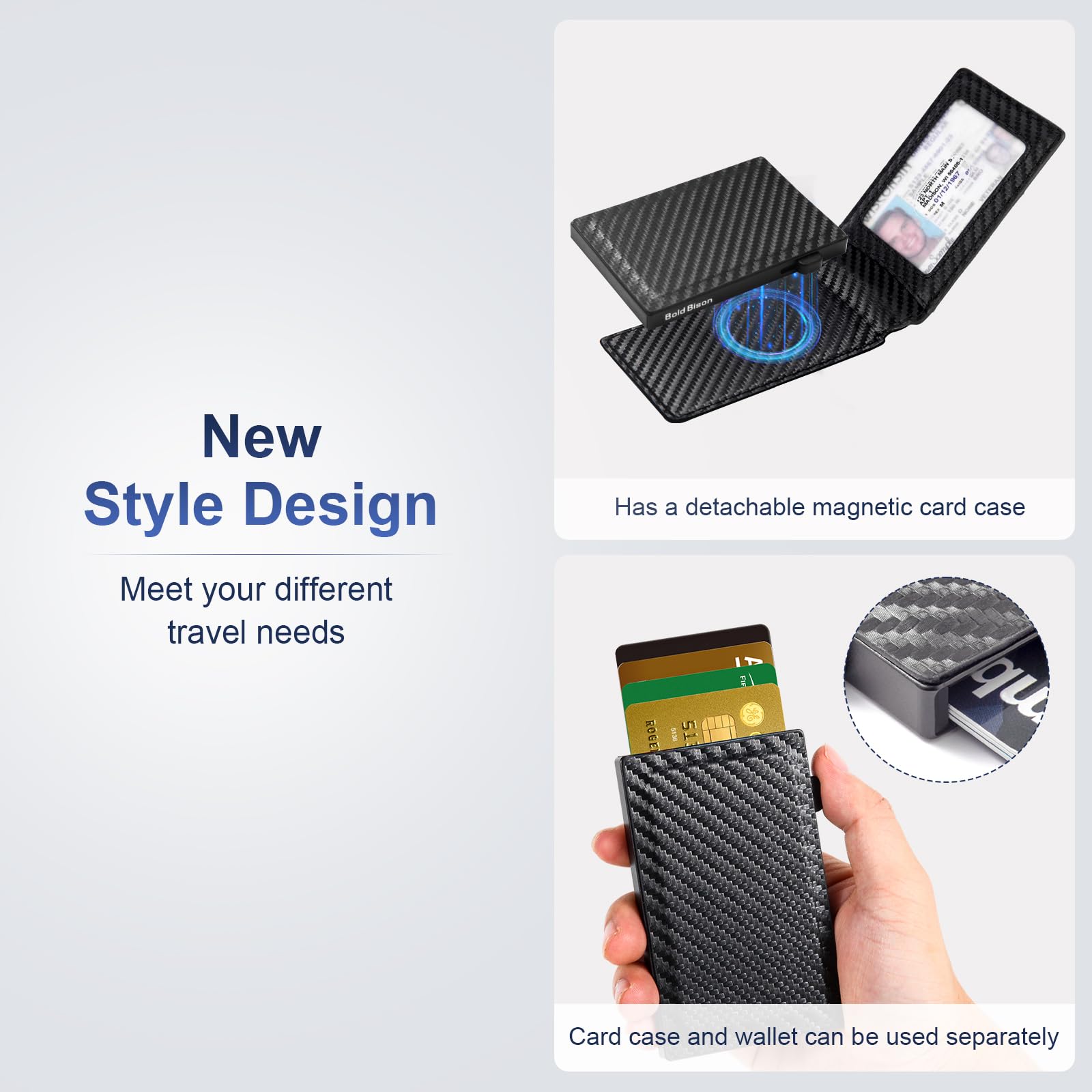 Bold Bison Magnetic AirTag Wallet with RFID Blocking, Slim & Minimalist Men Wallet with Pop-up Credit Card Holder, Smart Air Tag & Money in Front Pocket, Carteras Para Hombres, Perfect Life Gift